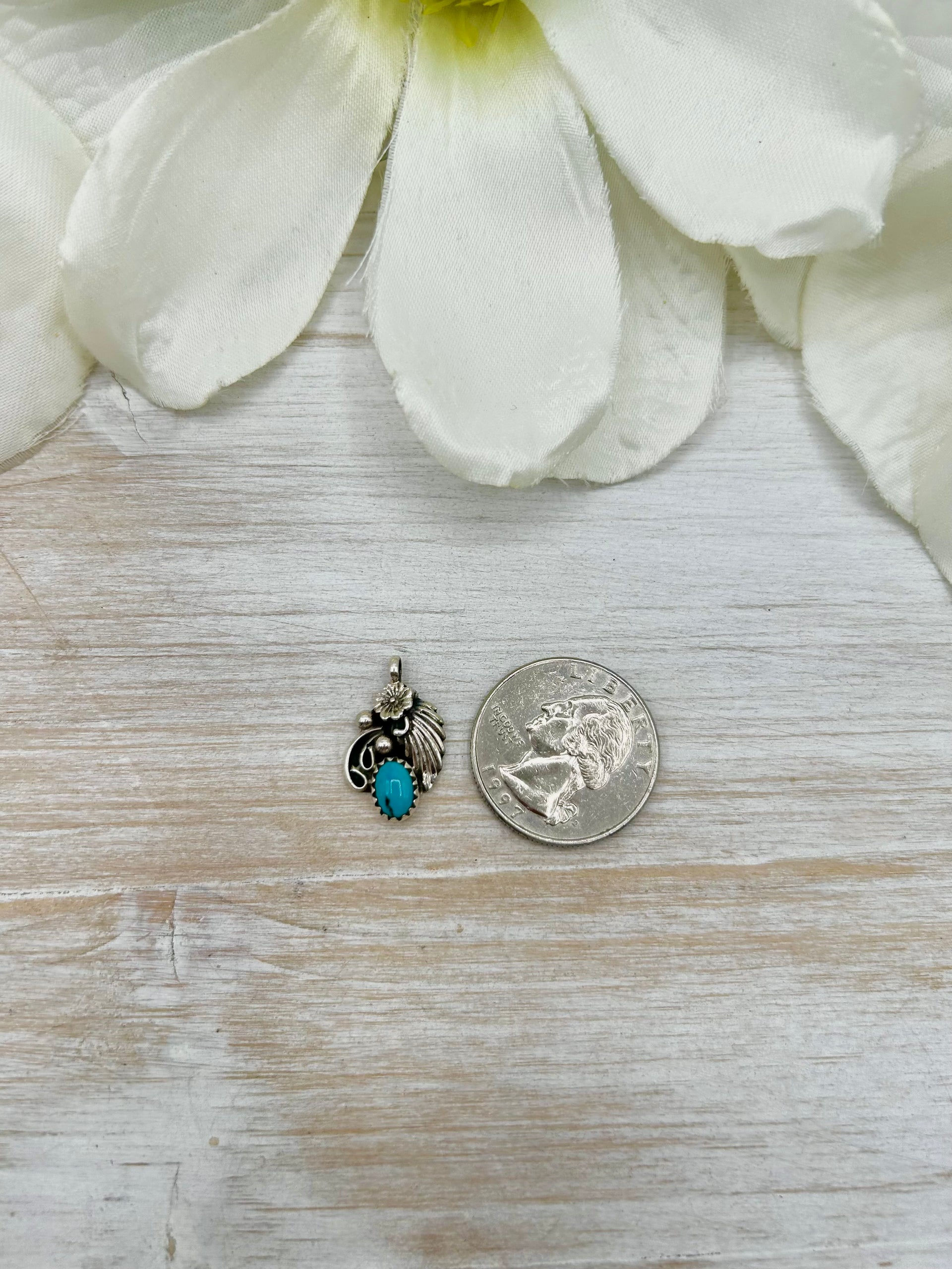 Navajo Made Kingman Turquoise & Sterling Silver Pendant