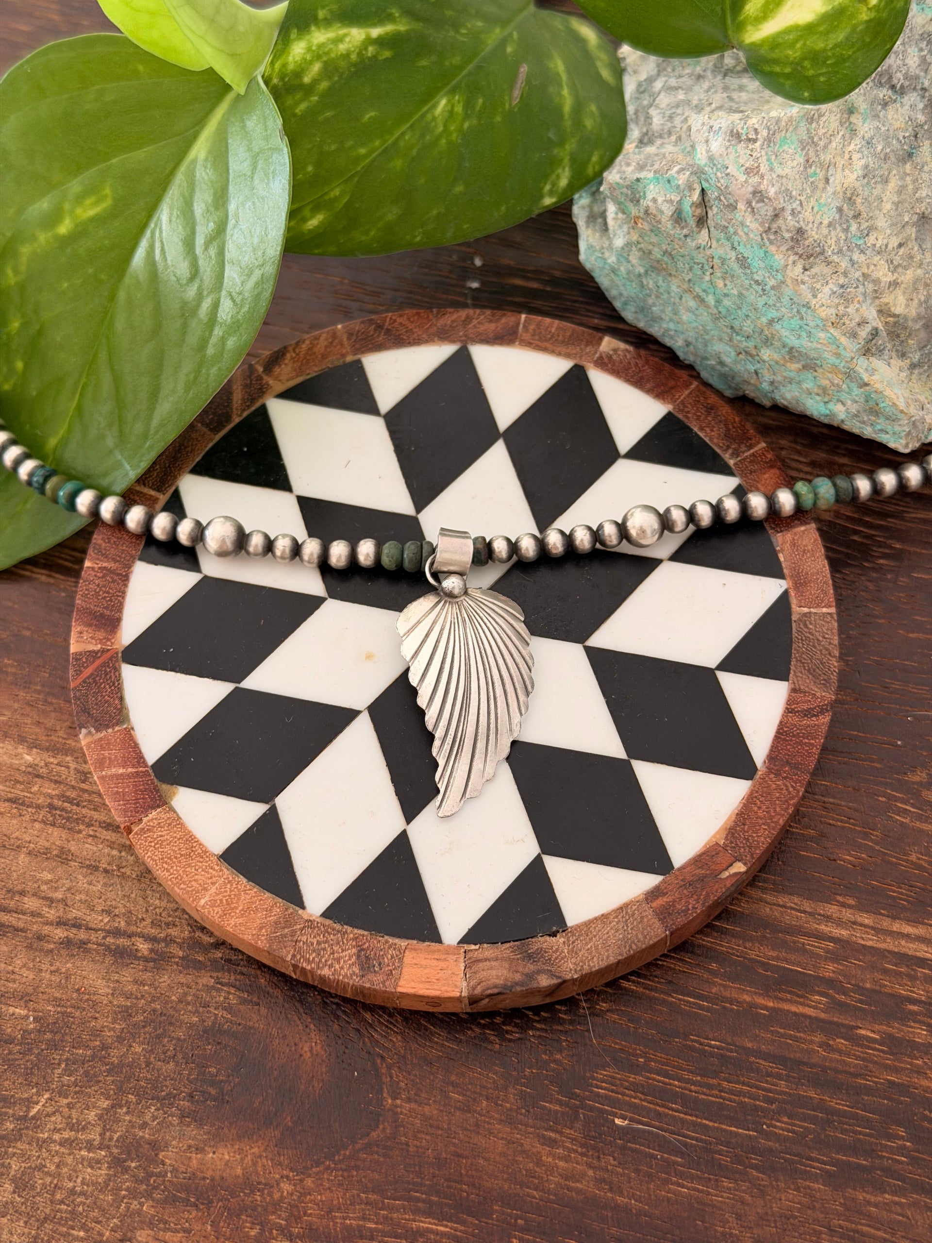 Navajo Made Sterling Silver Feather Pendant