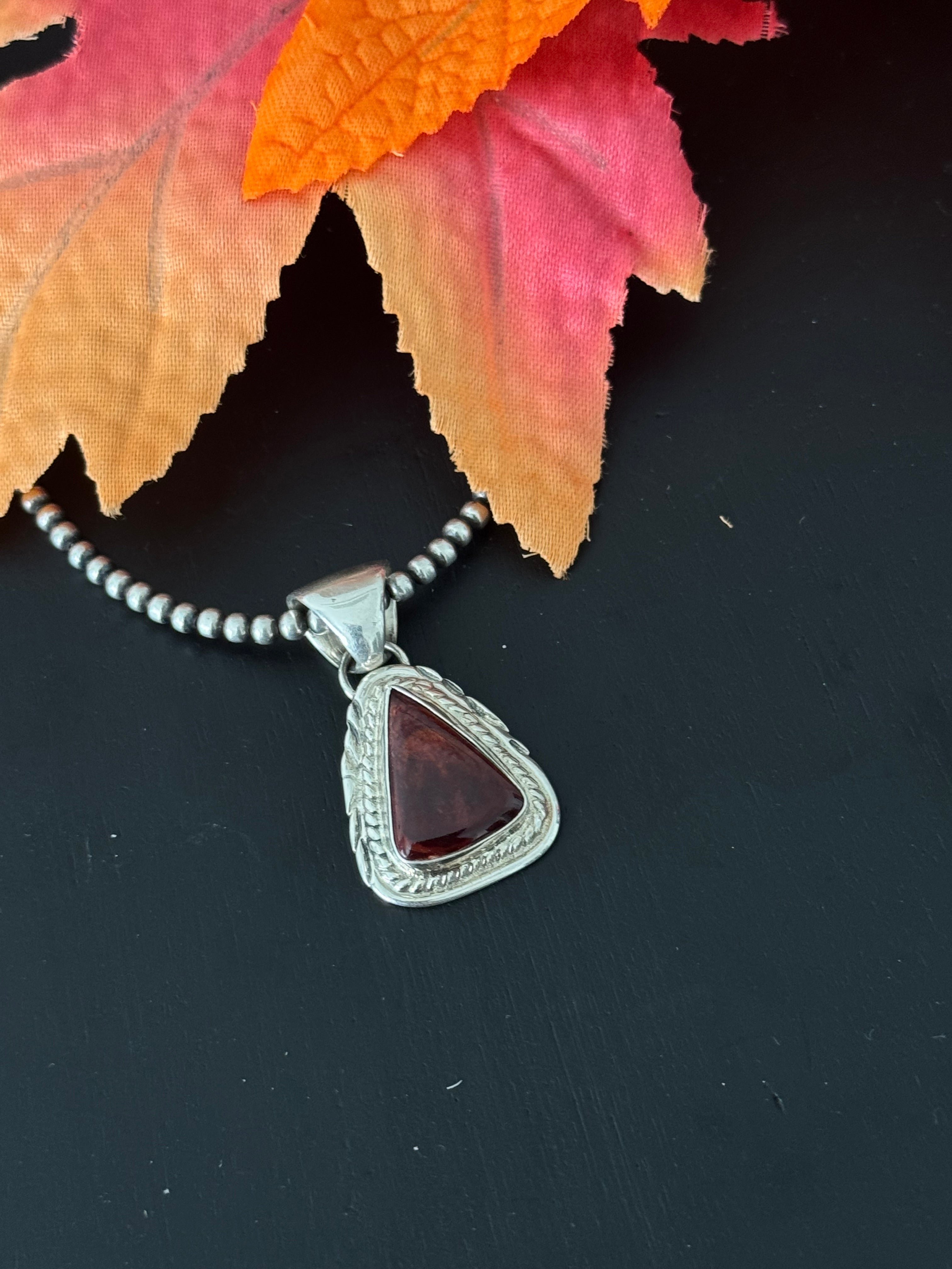 Navajo Made Purple Spiny Oyster & Sterling Silver Pendant