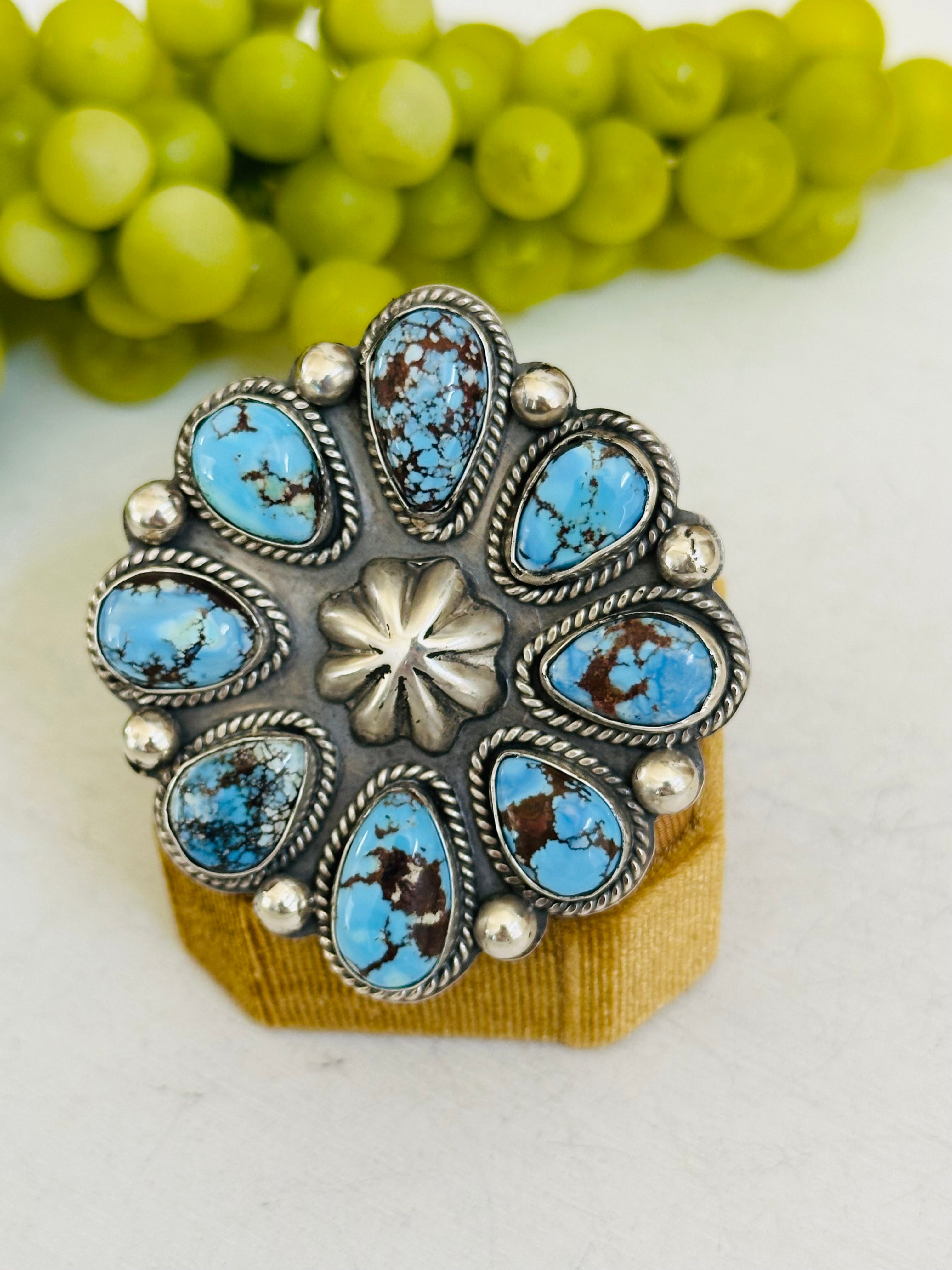 Thompson Piaso Golden Hills Turquoise & Sterling Silver Adjustable Cluster Ring