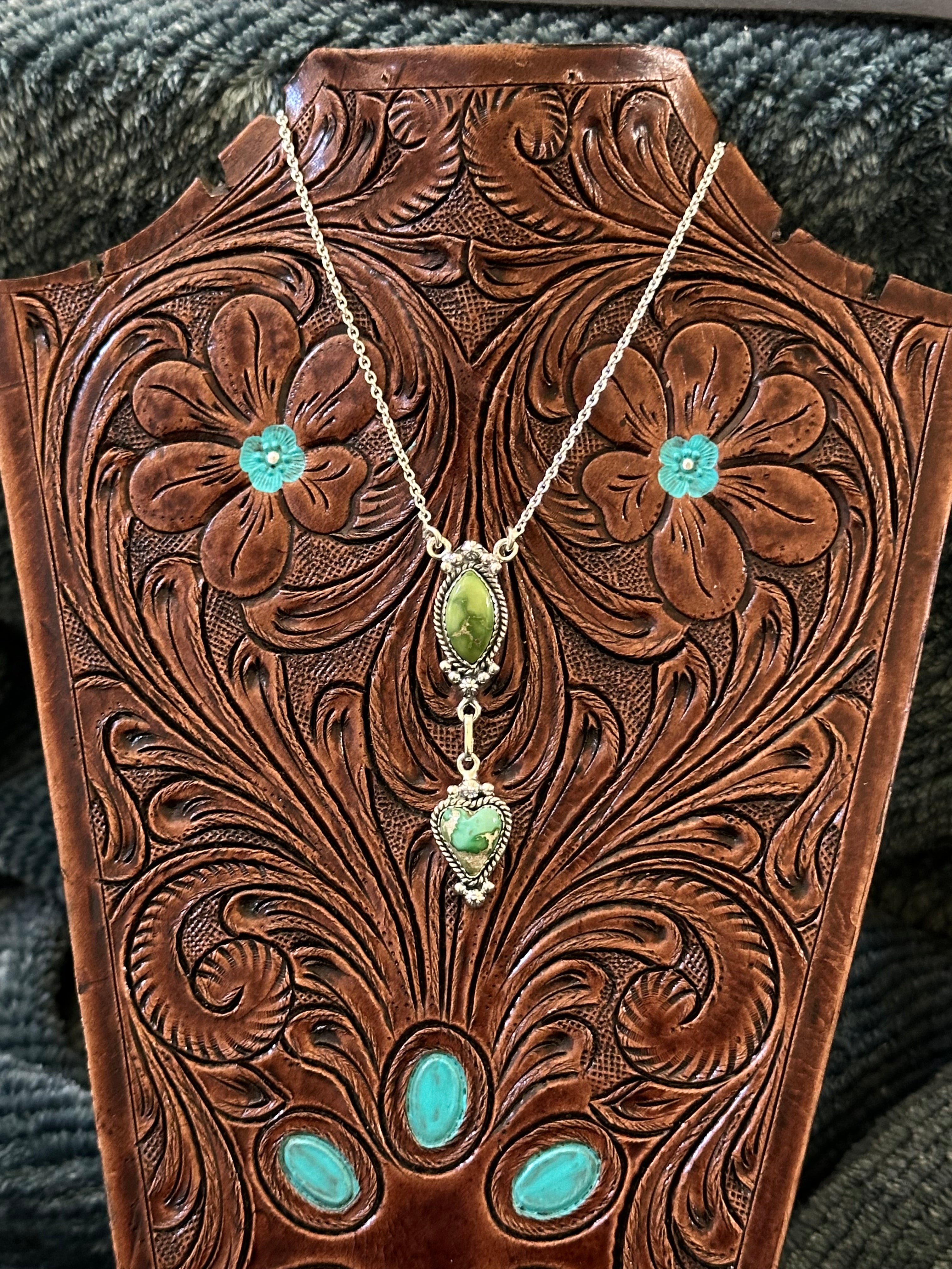 Southwest Handmade Emerald Valley Turquoise & Sterling Silver Necklace