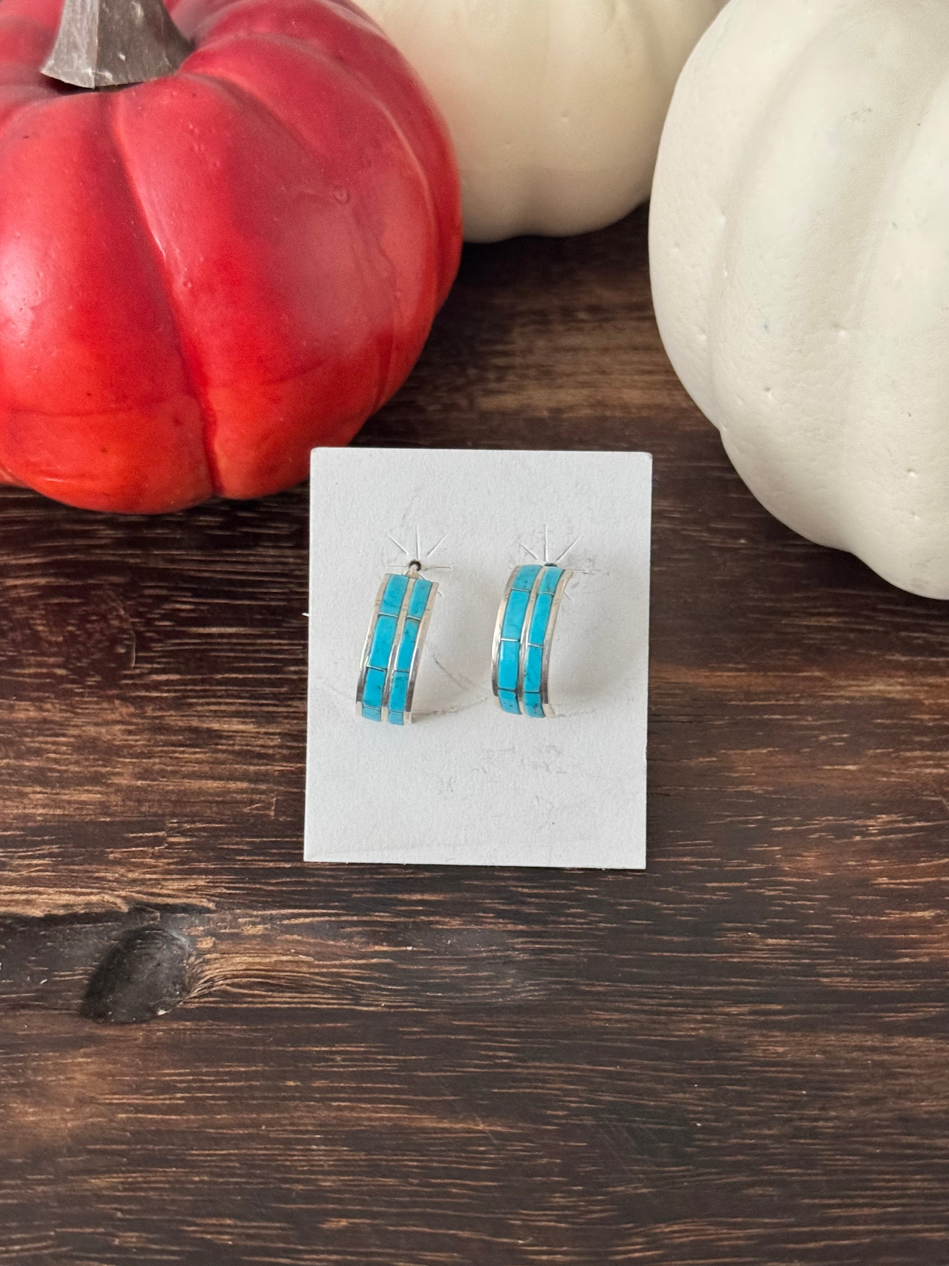 Cj Kyle Kingman Turquoise & Sterling Silver Hoop Earrings