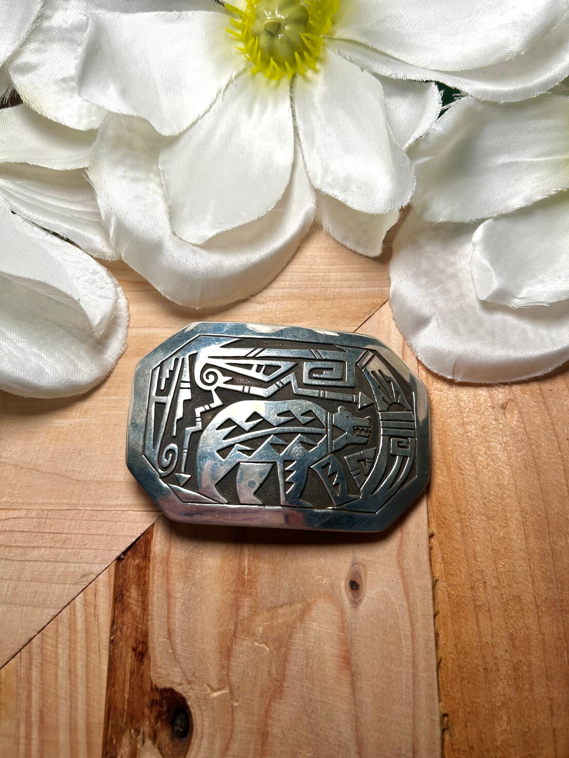 Hopi Made Sterling Silver Belt Buckle