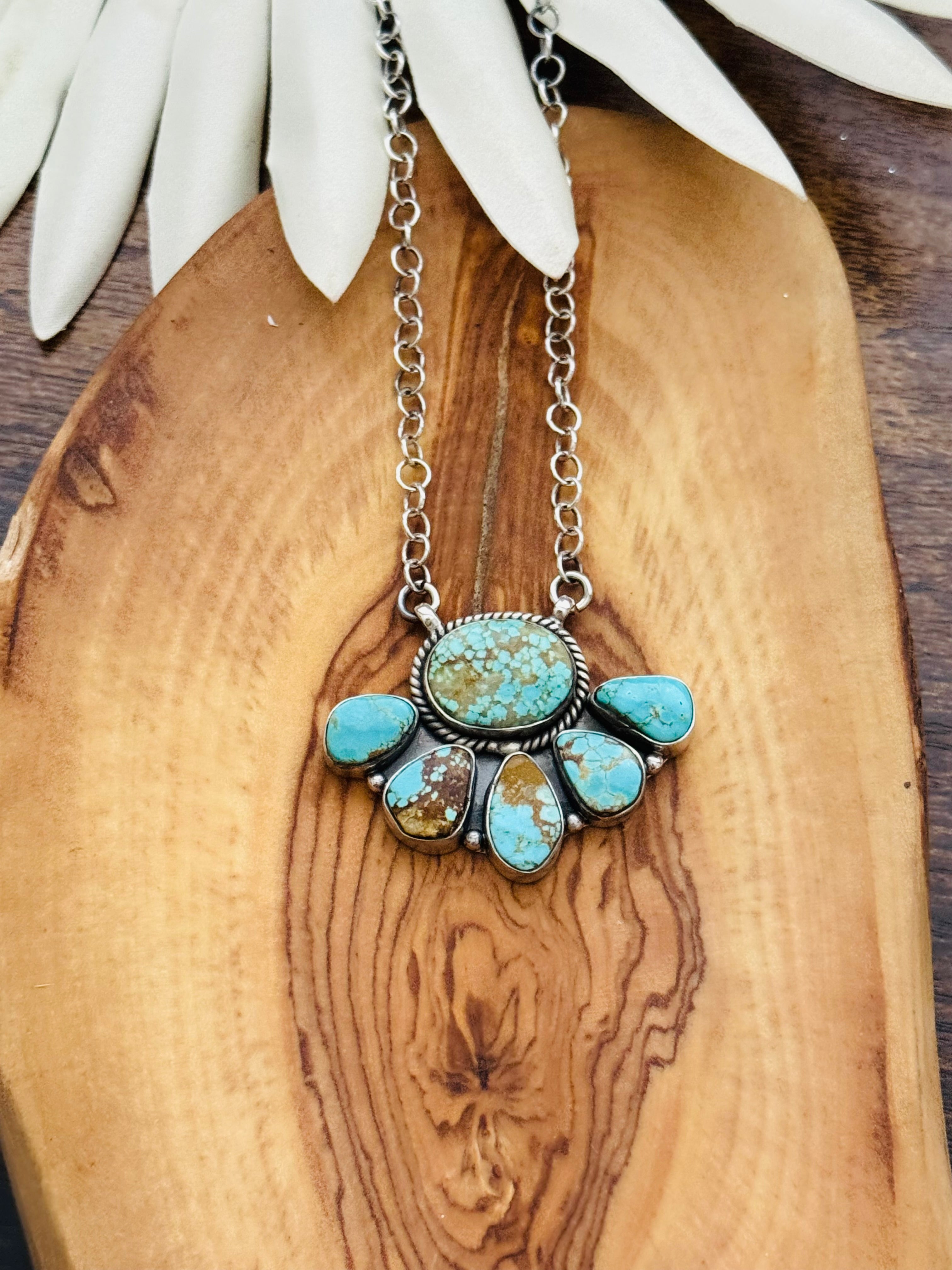 Southwest Handmade #8 Turquoise & Sterling Silver Necklace