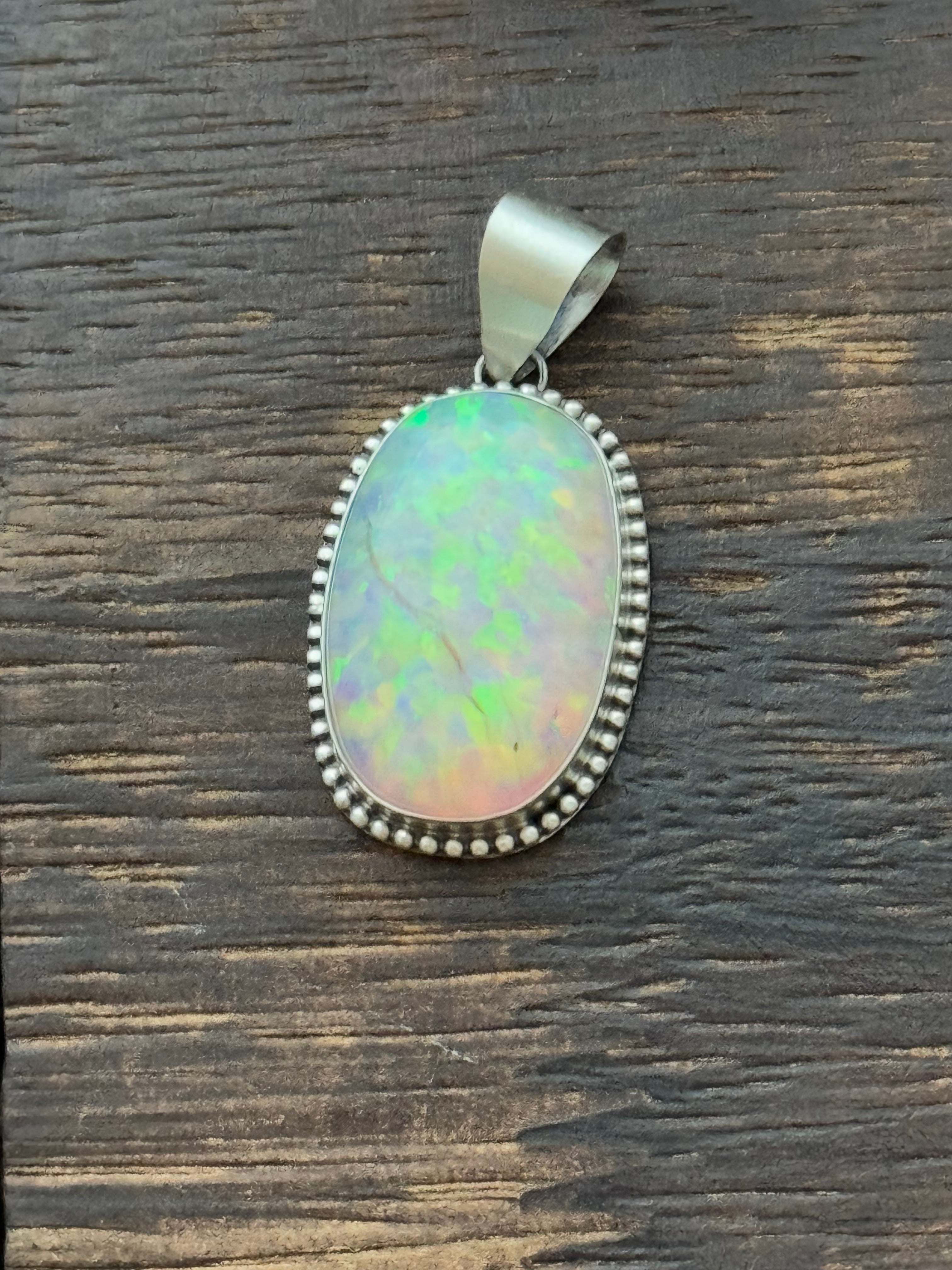 Navajo Made Opal & Sterling Silver Pendant