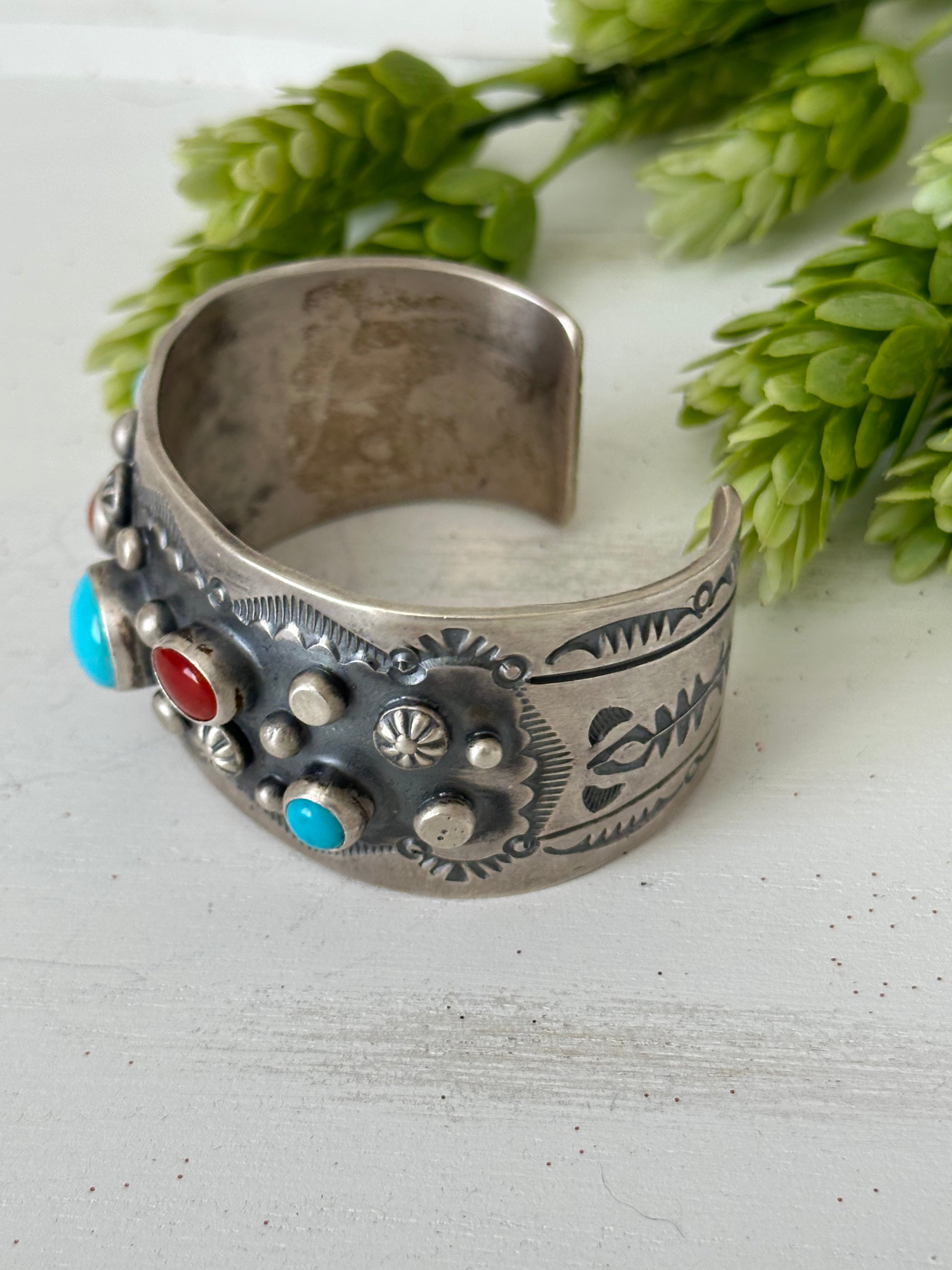 Delbert Secatero Multi Stone & Sterling Silver Cuff Bracelet