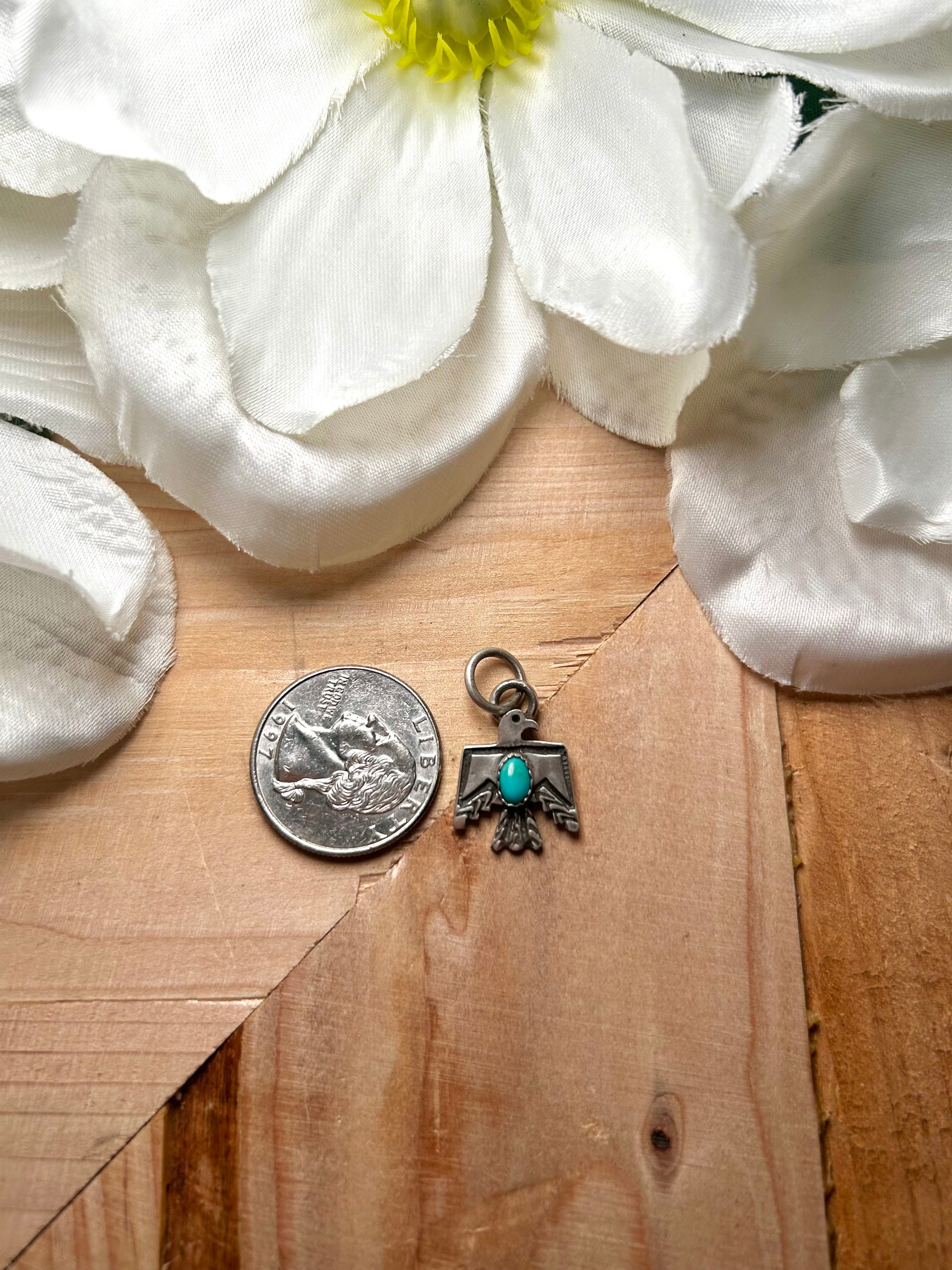 Navajo Made Kingman Turquoise & Sterling Silver Pendant