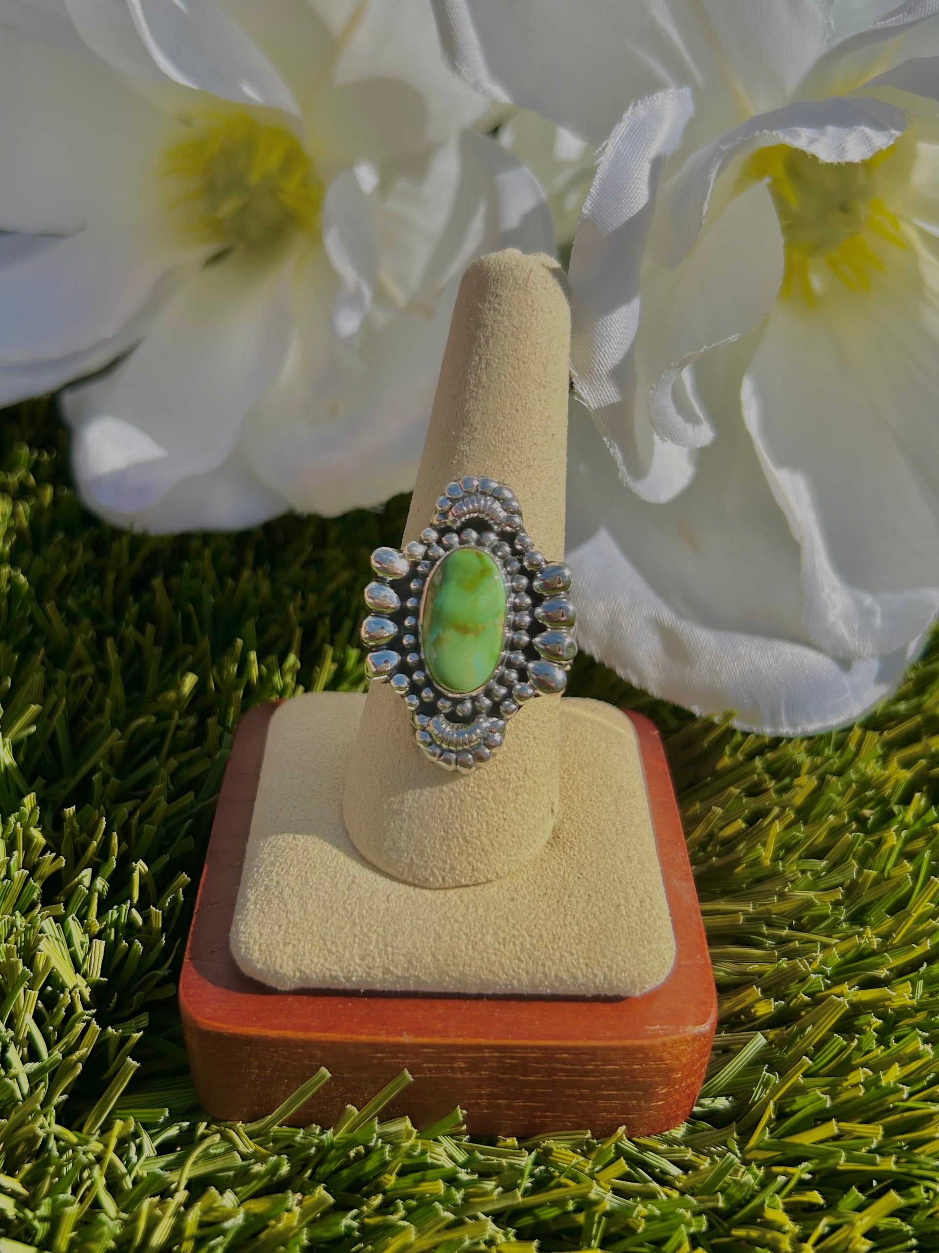 Southwest Sonoran Mountain Turquoise & Sterling Silver Ring Size 8.75