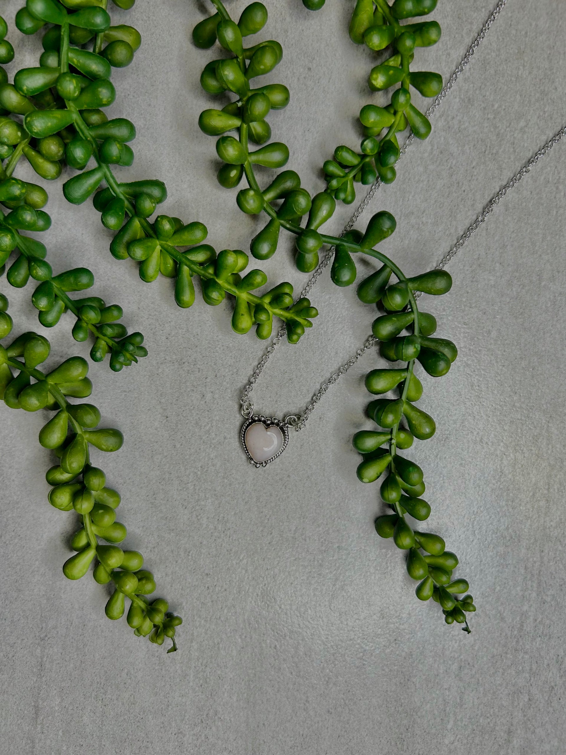 Southwest Made Peruvian Peral Opal & Sterling Sliver Heart Necklace