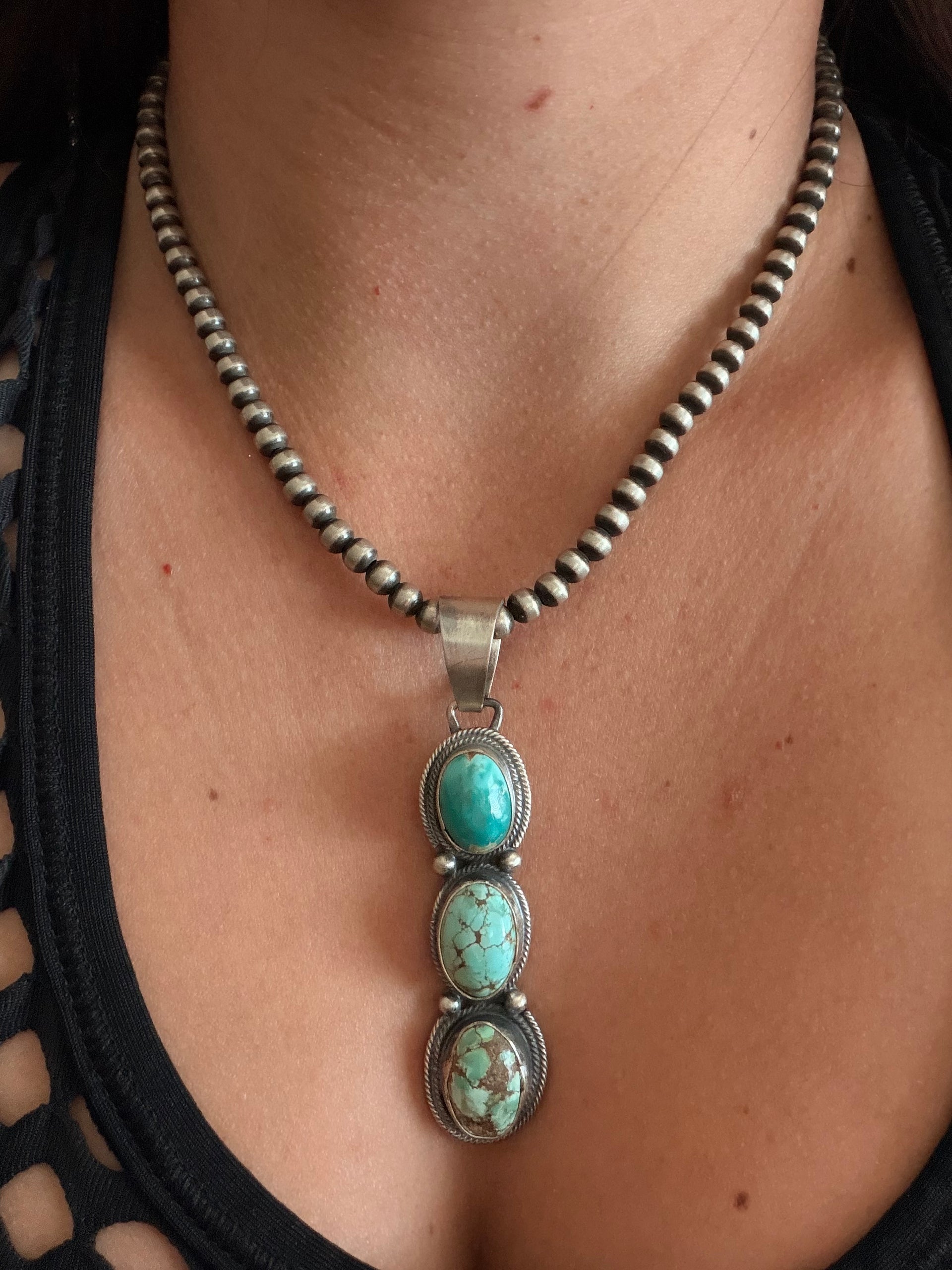 Bobby Johnson Mixed Turquoise & Sterling Silver Pendant