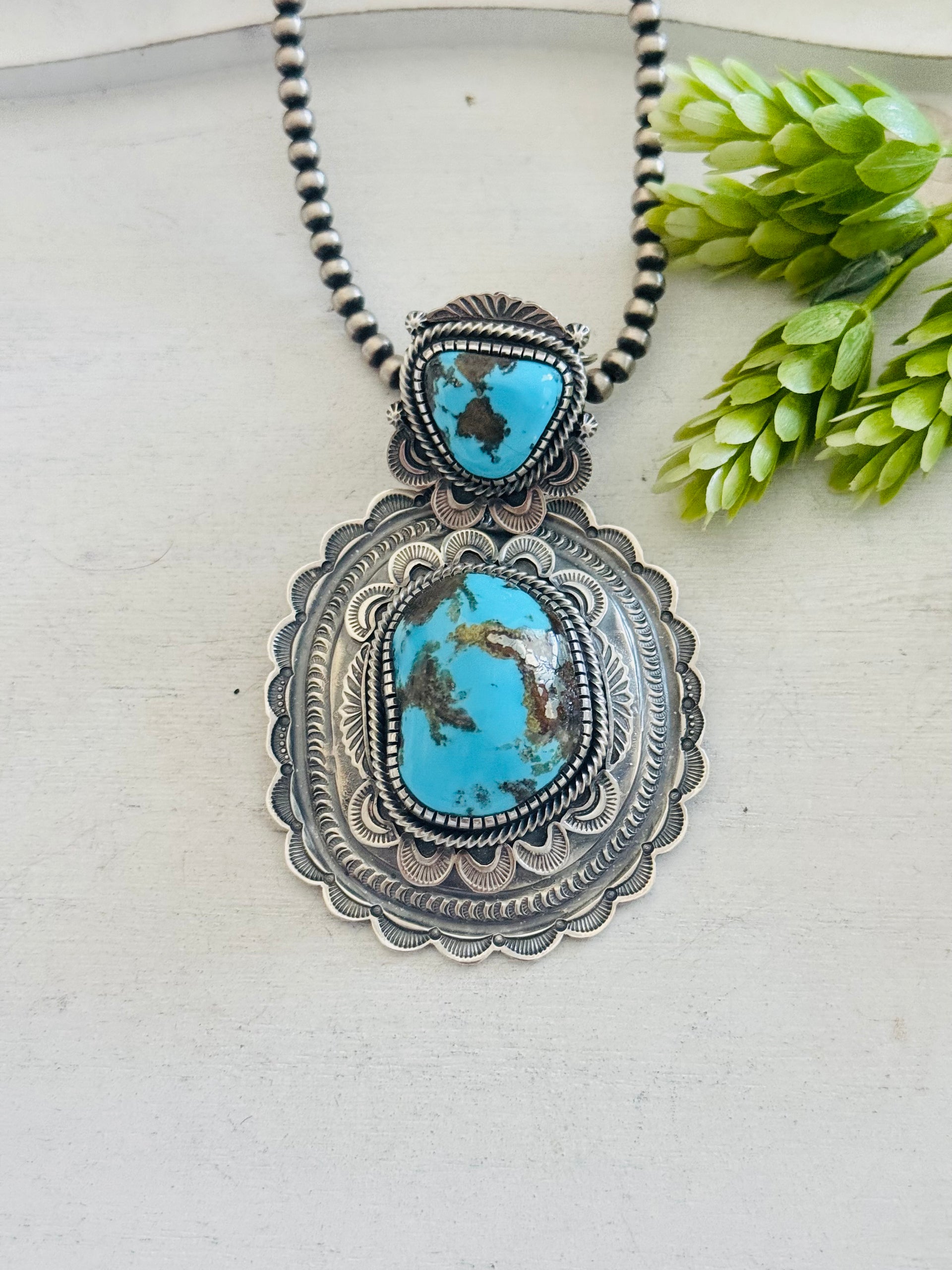 Hank Van Dever Kingman Turquoise & Sterling Silver Pendant