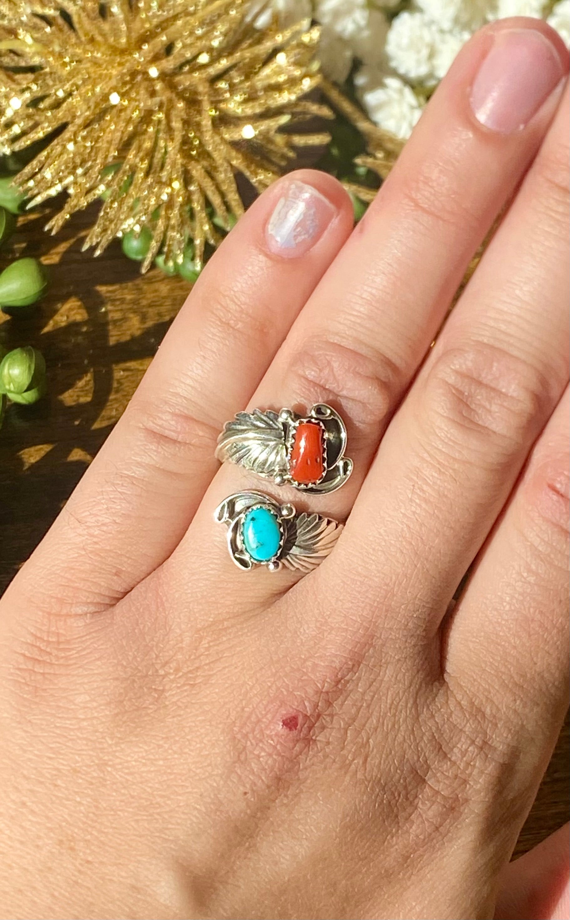 Navajo Handmade Multi Stone Adjustable Ring