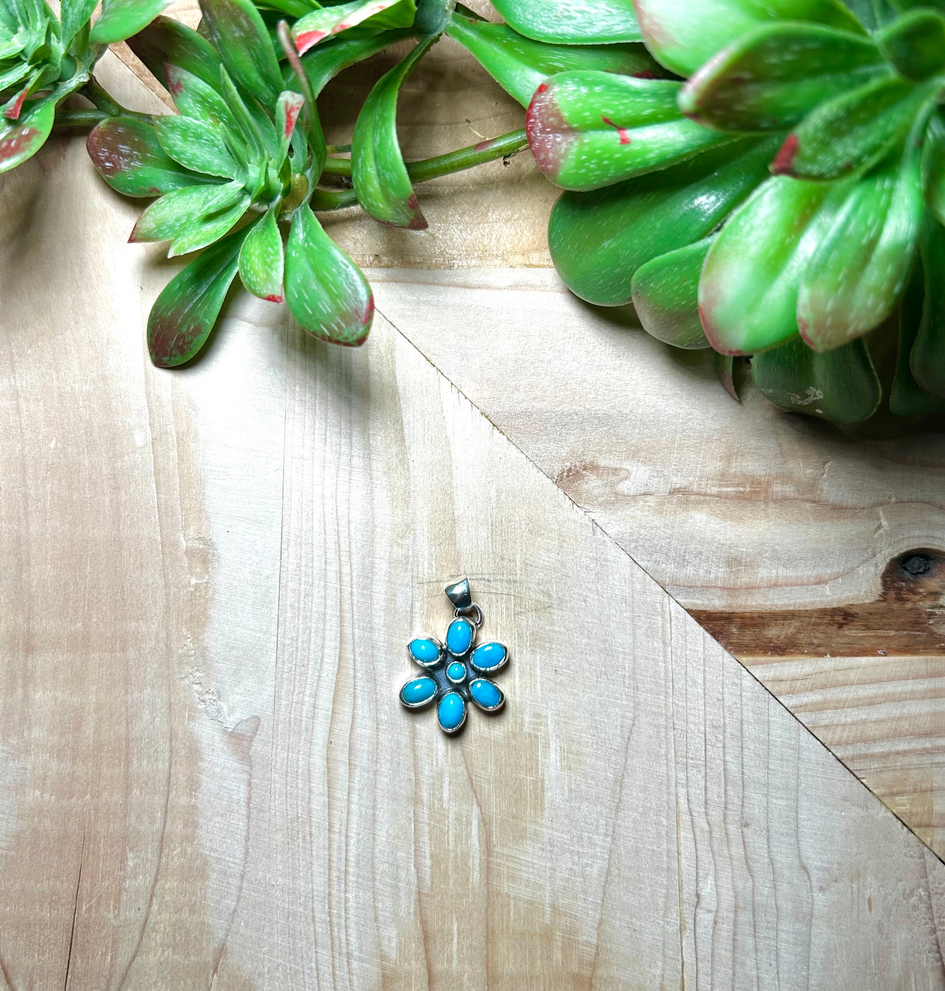 Navajo Made Kingman Turquoise & Sterling Silver Pendant