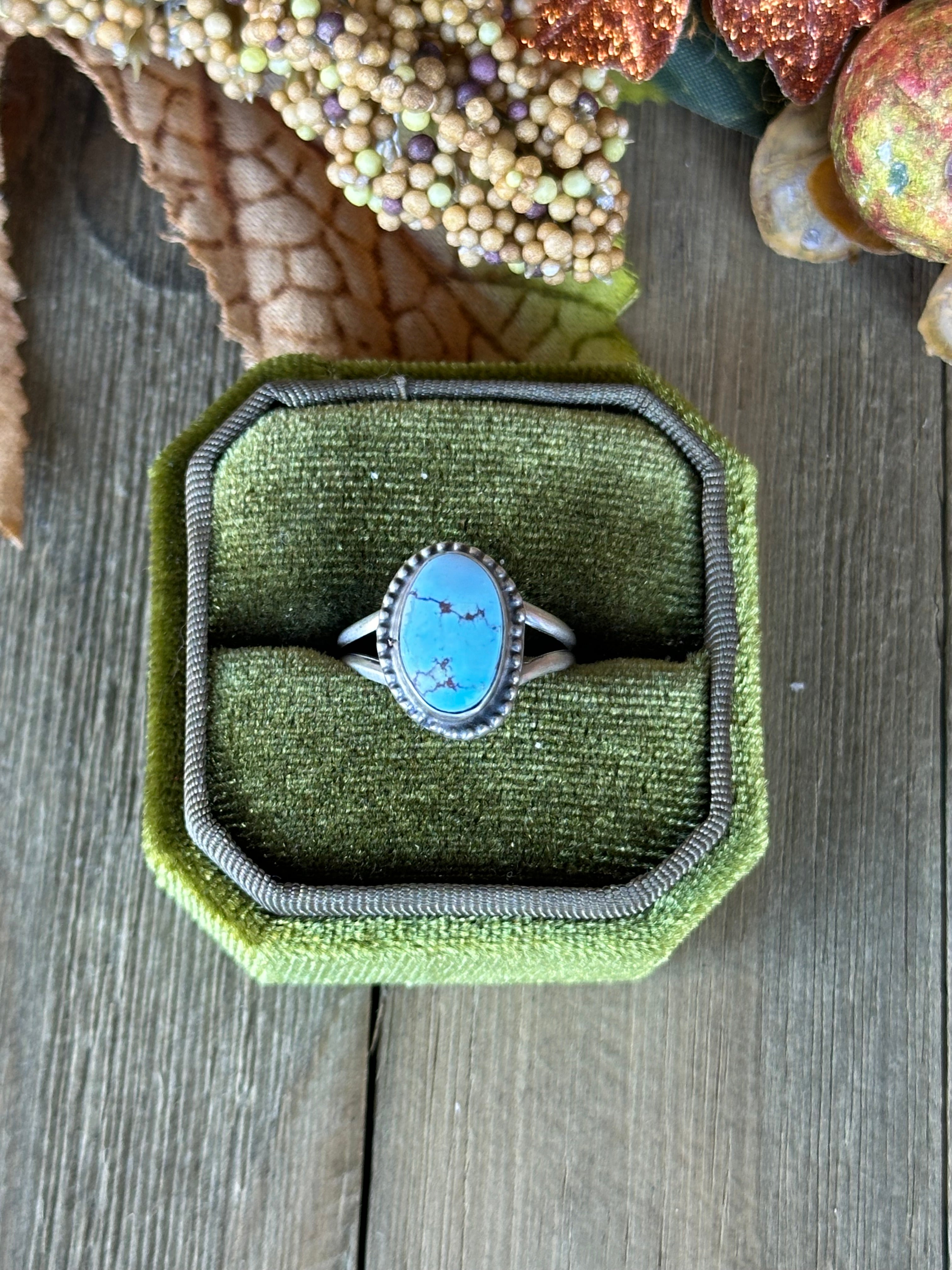 Navajo Made Golden Hills Turquoise & Sterling Silver Ring