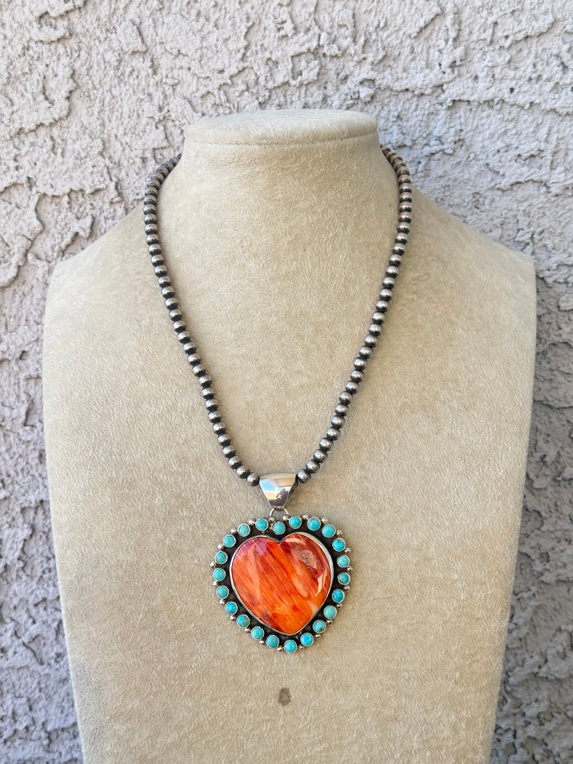 Peggy Skeets Multi Stone & Sterling Silver Cluster Heart Pendant