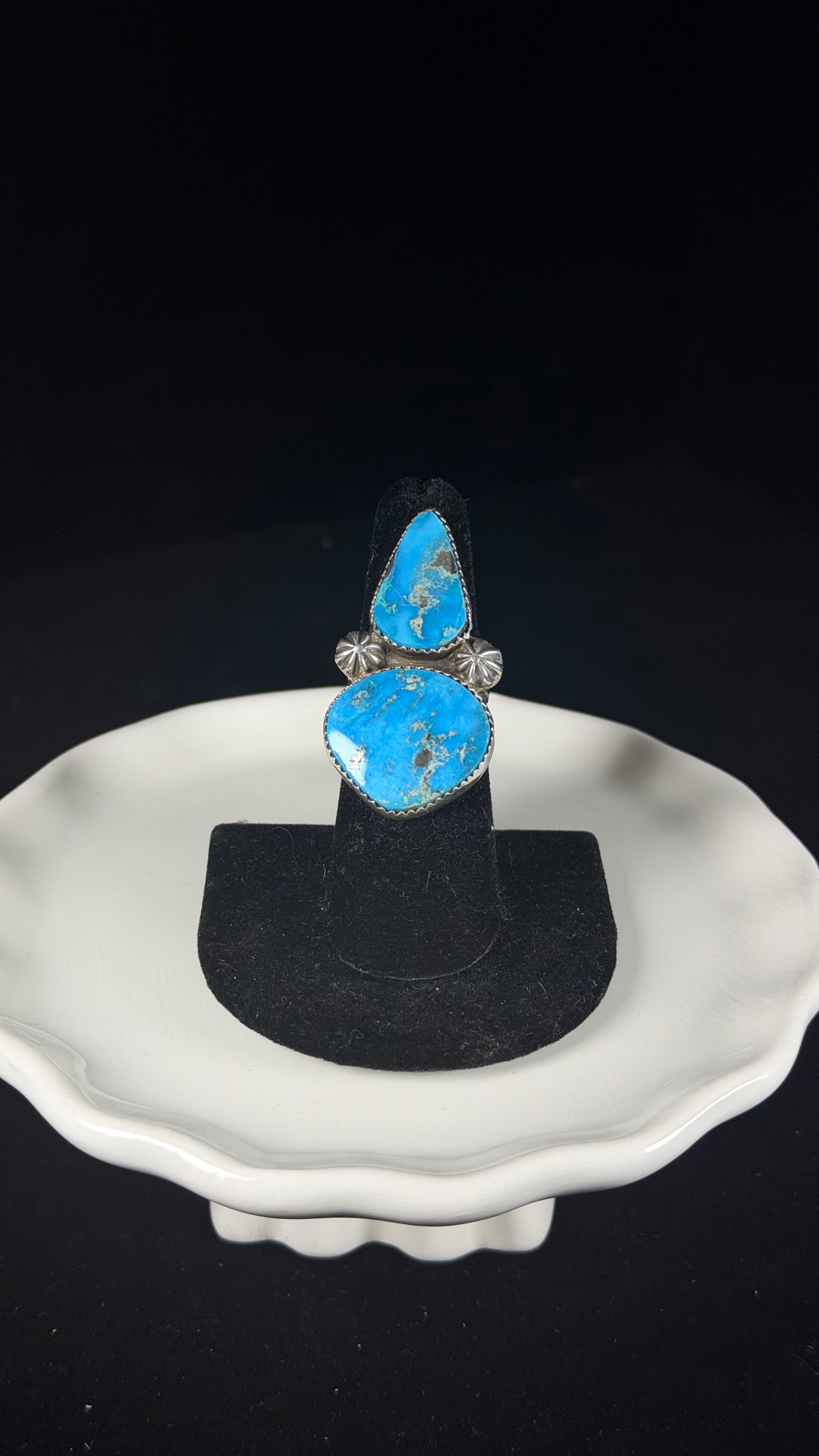 Navajo Made Blue Ridge Turquoise & Sterling Silver Ring Size 5.75
