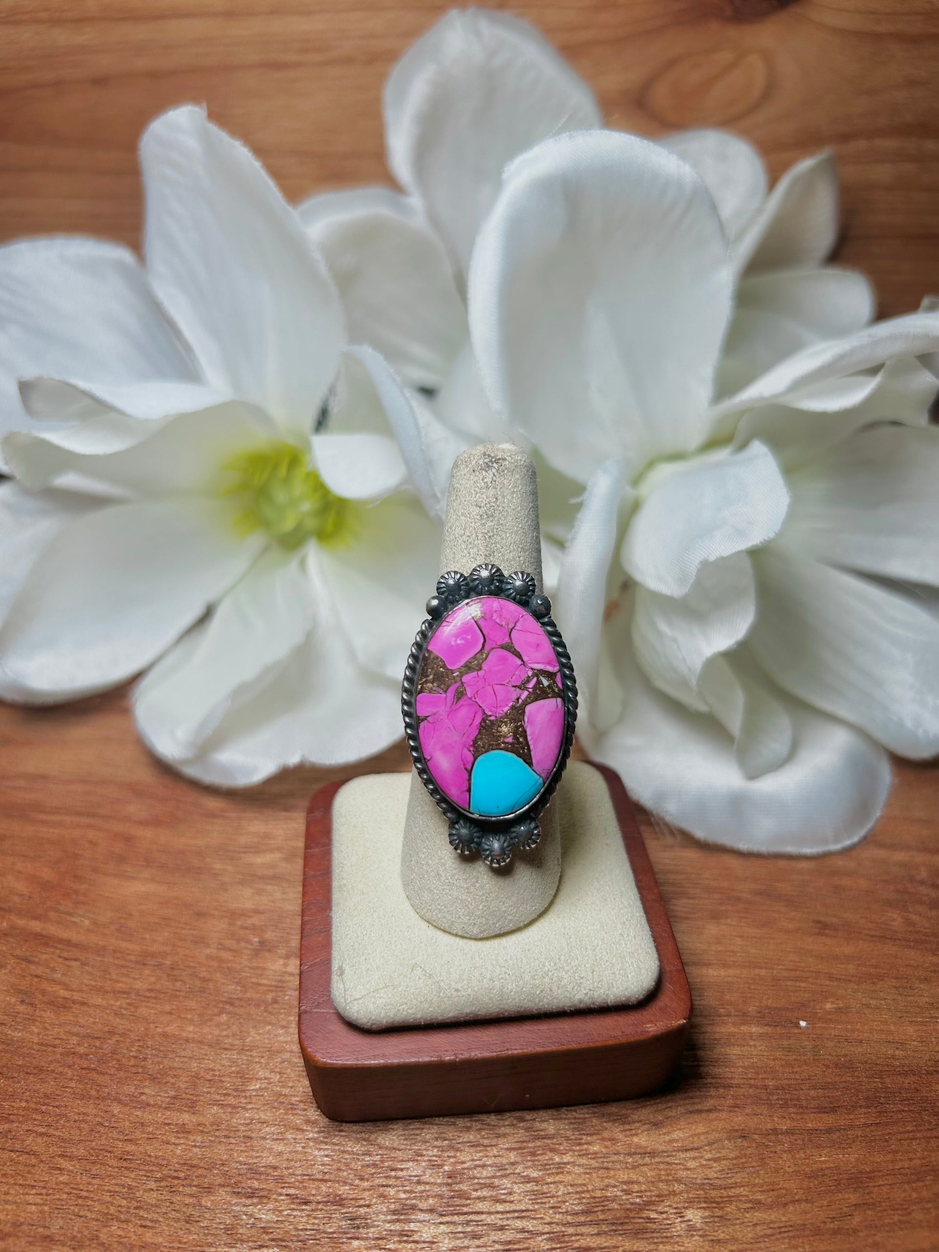 Zachariah David Cotton Candy Dahlia & Sterling Silver Adjustable Ring