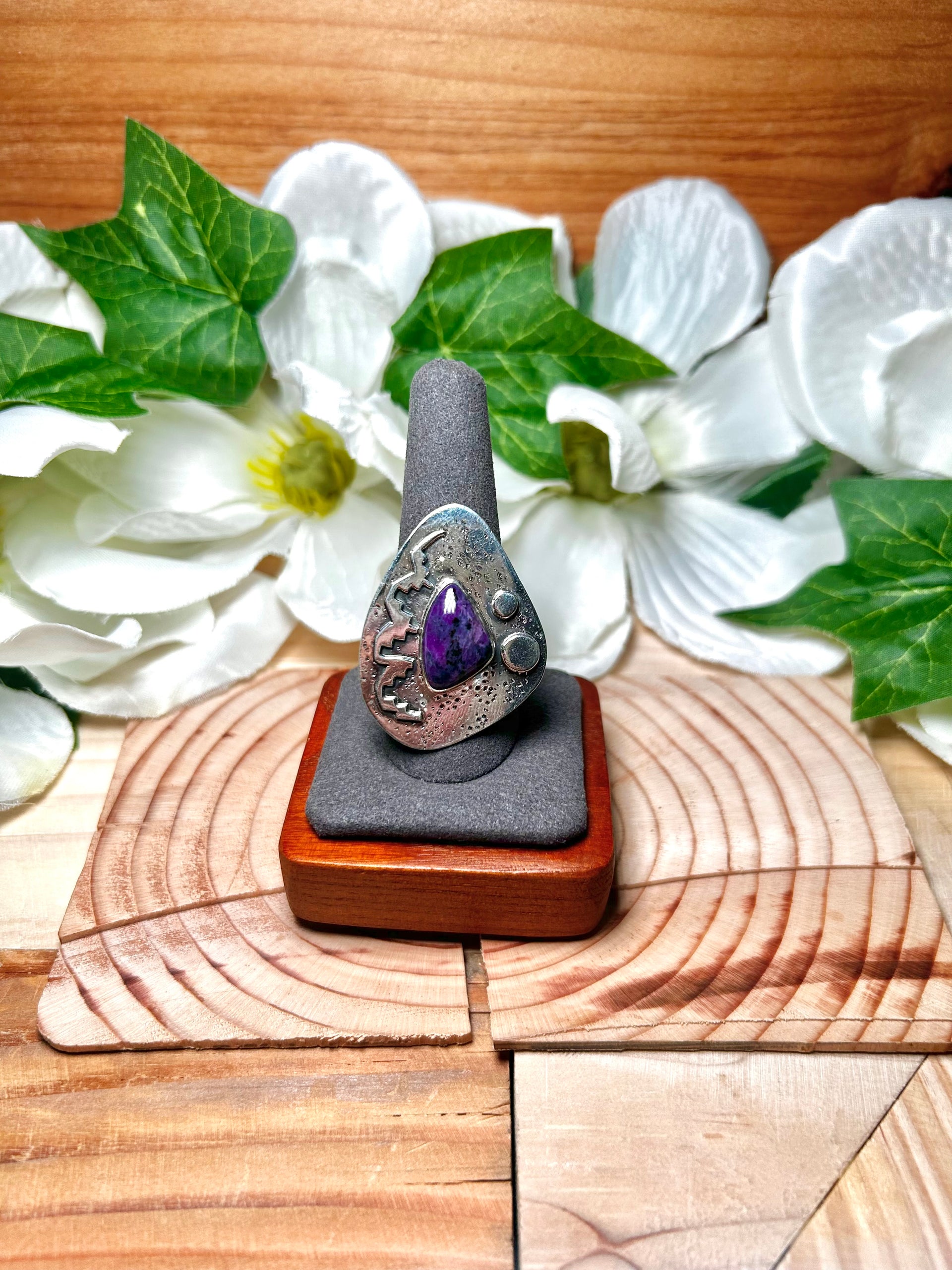 Navajo Made Sugilite & Sterling Silver Adjustable Ring