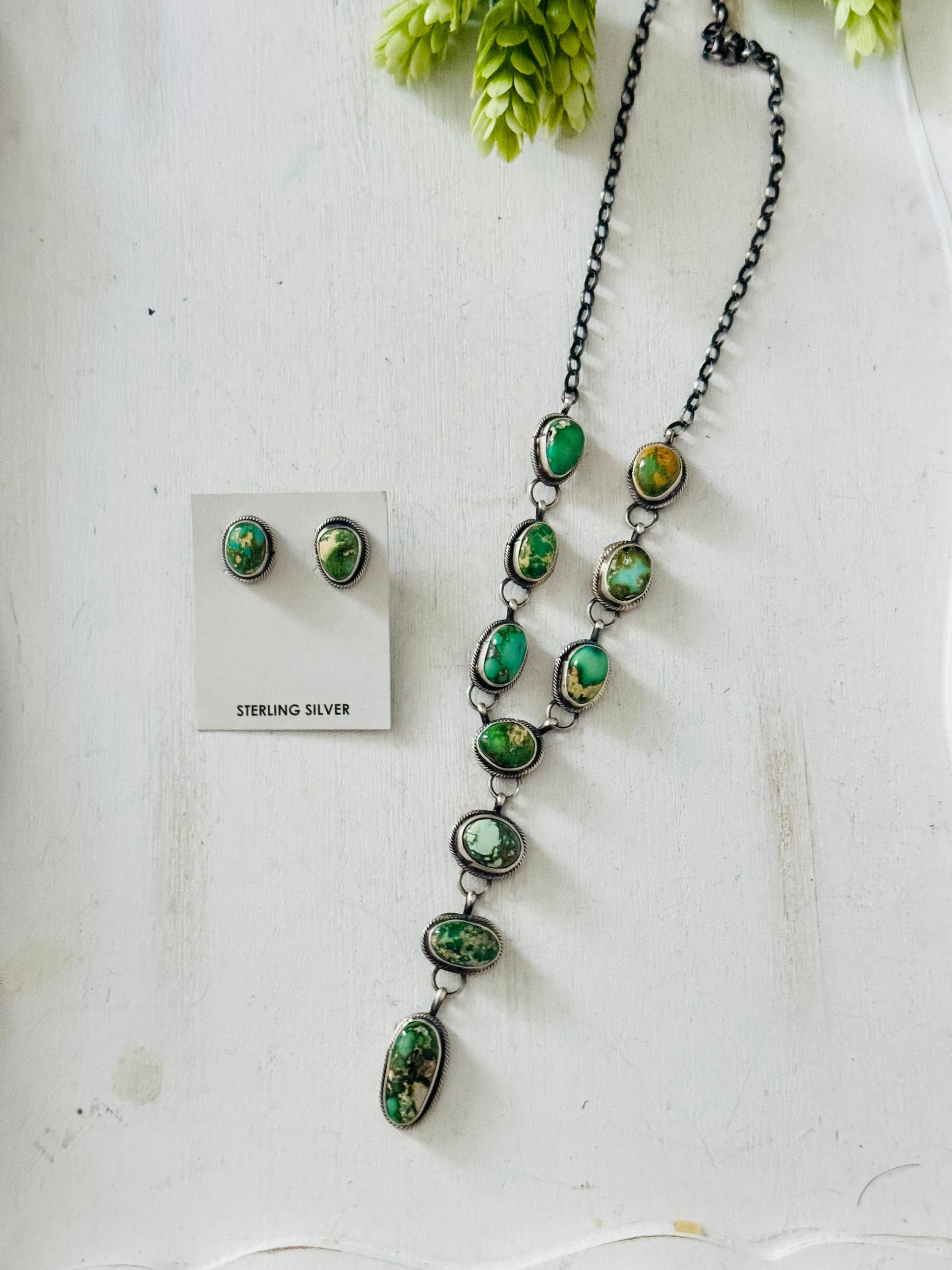 Betta Lee Sonoran Mountain Turquoise & Sterling Silver Lariat Necklace Set