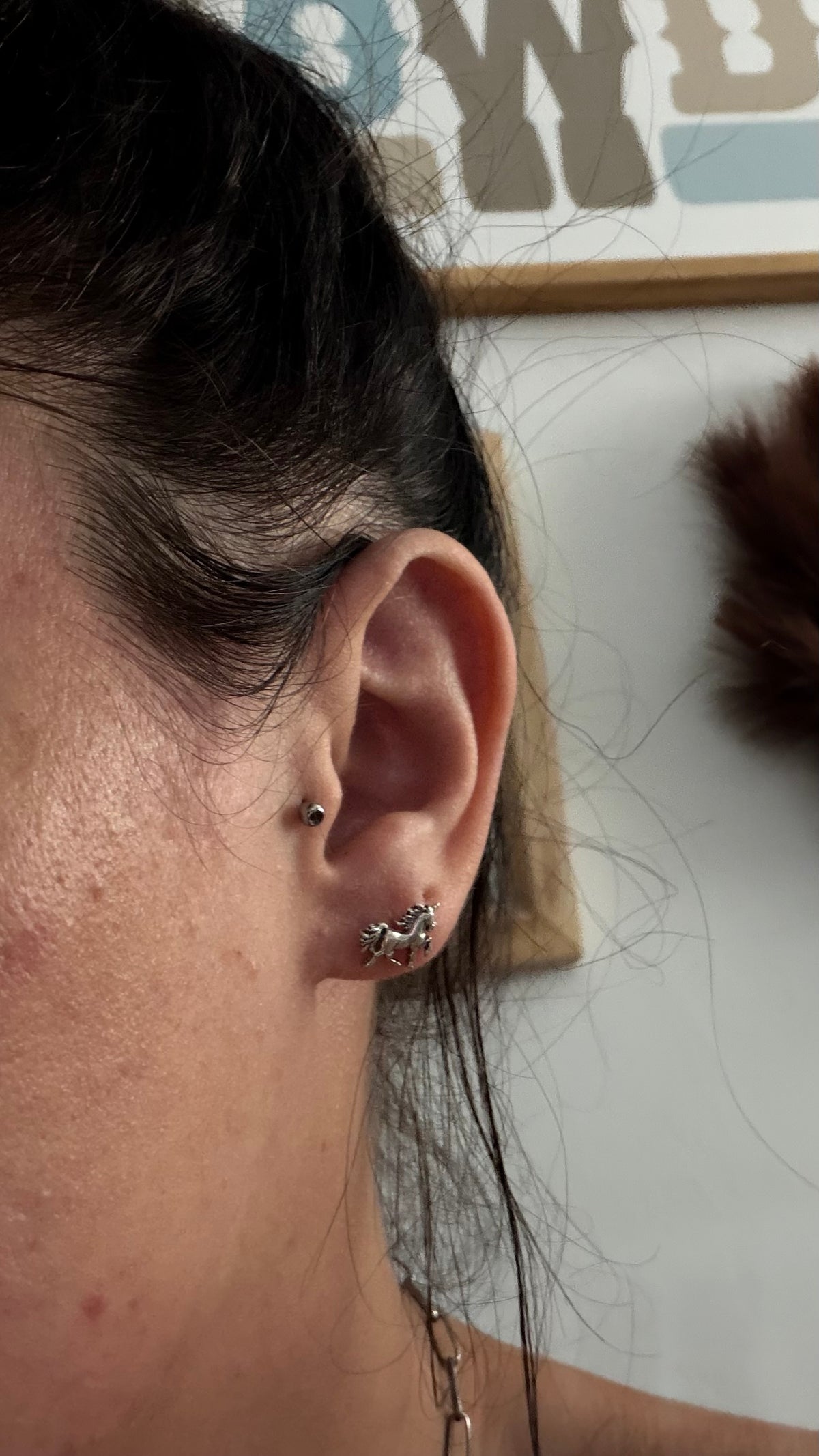 Navajo Made Sterling Silver Post Cast Horse Earrings