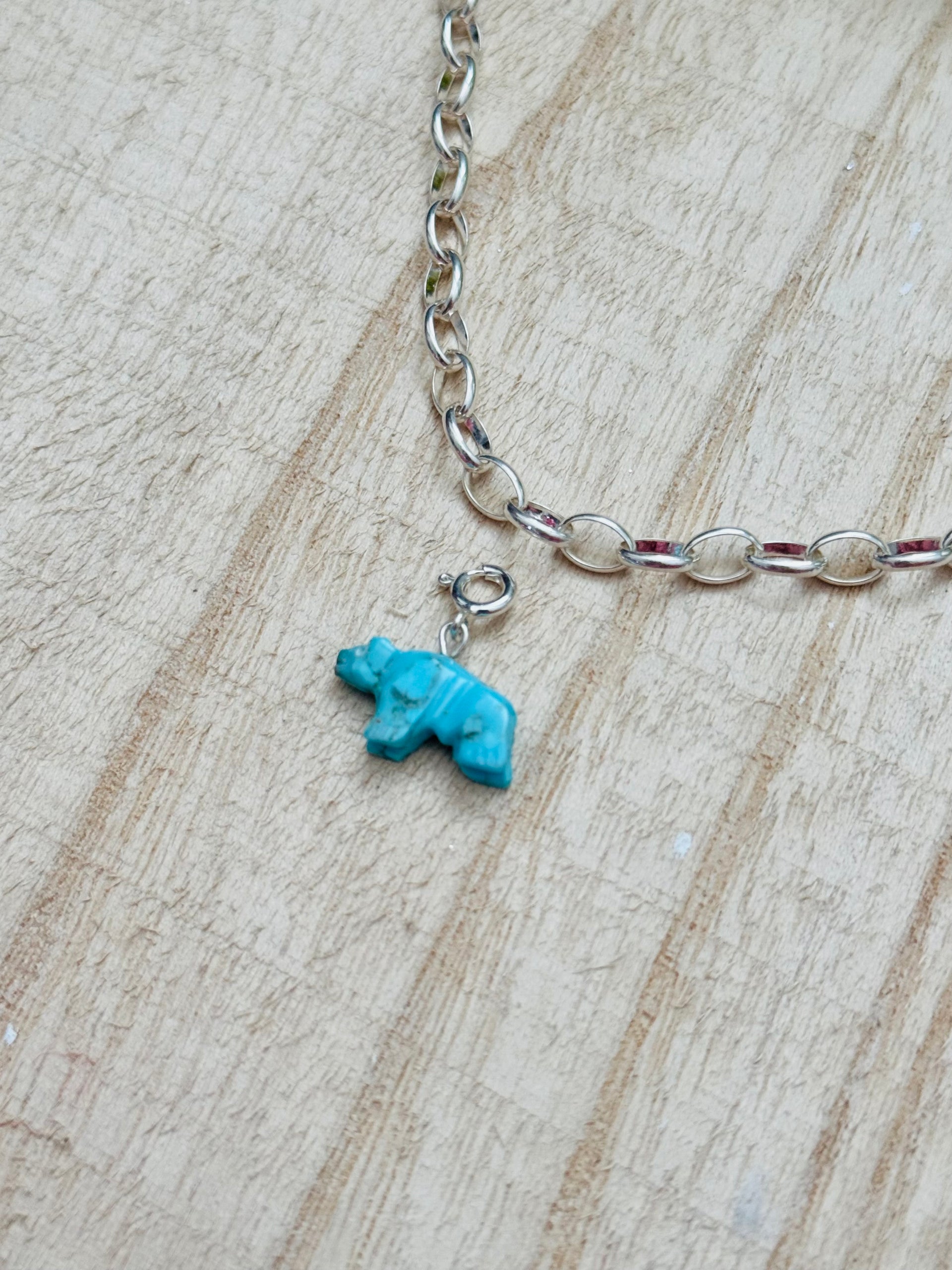 Navajo Made Turquoise & Sterling Silver Bear Charms