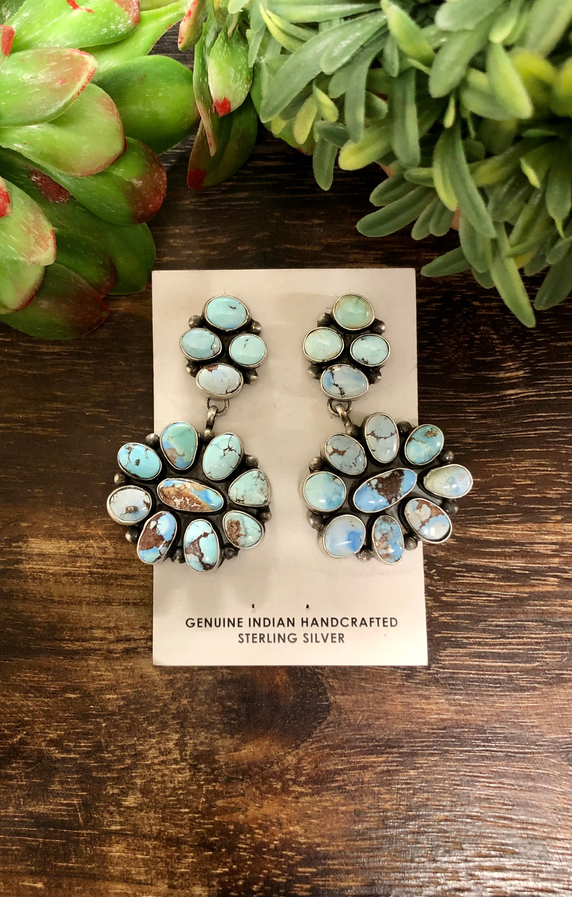 Tim Yazzie Golden Hill’s Turquoise & Sterling Silver Post Dangle Earrings