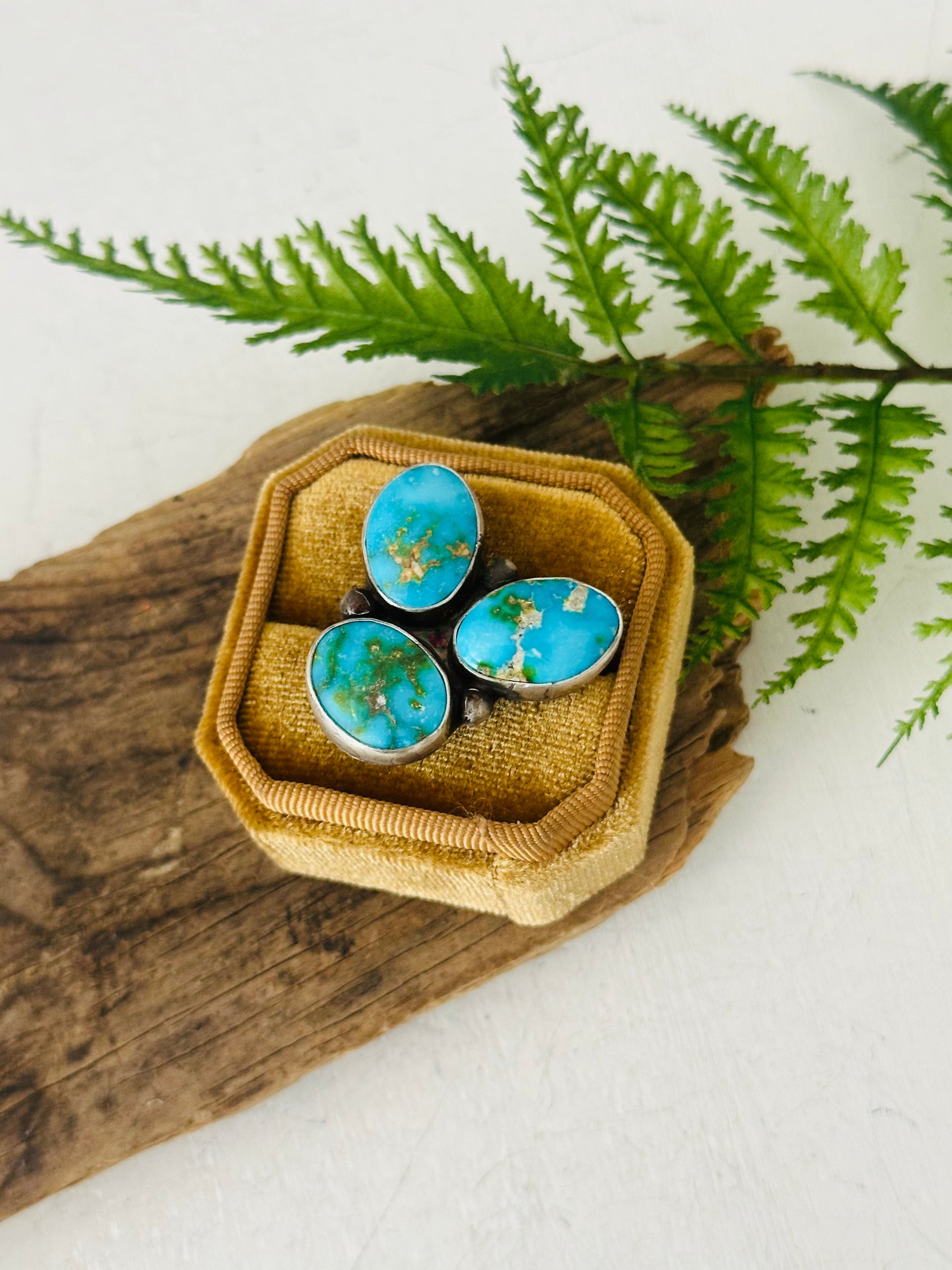 Kathleen Chavez Sonoran Mountain Turquoise & Sterling Silver Ring Size 6.5