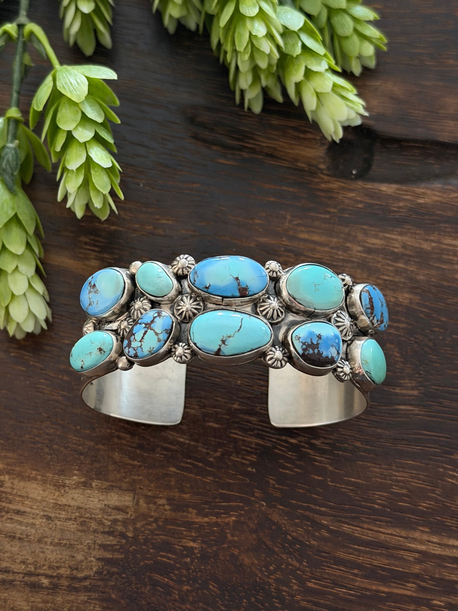 Fred Francis Golden Hills Turquoise & Sterling Silver Cuff Bracelet