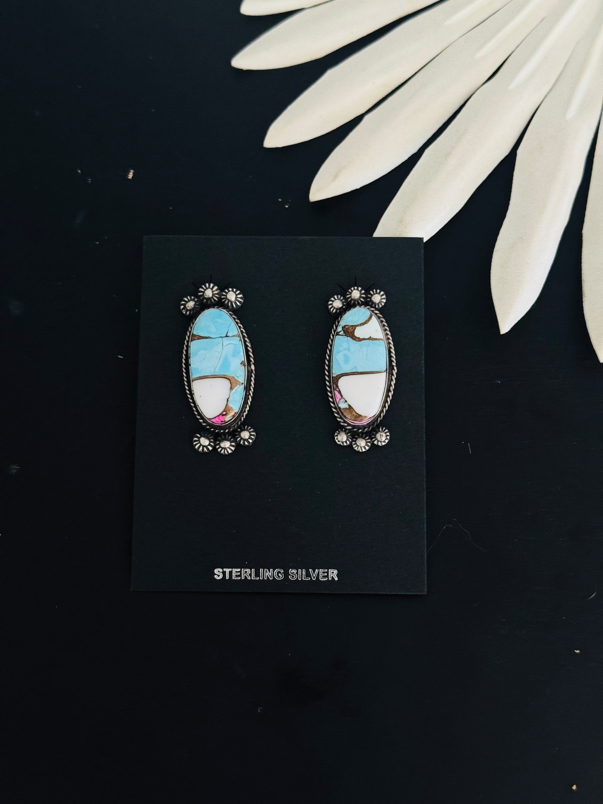 Zachariah David Cotton Candy Composite & Sterling Silver Post Earrings