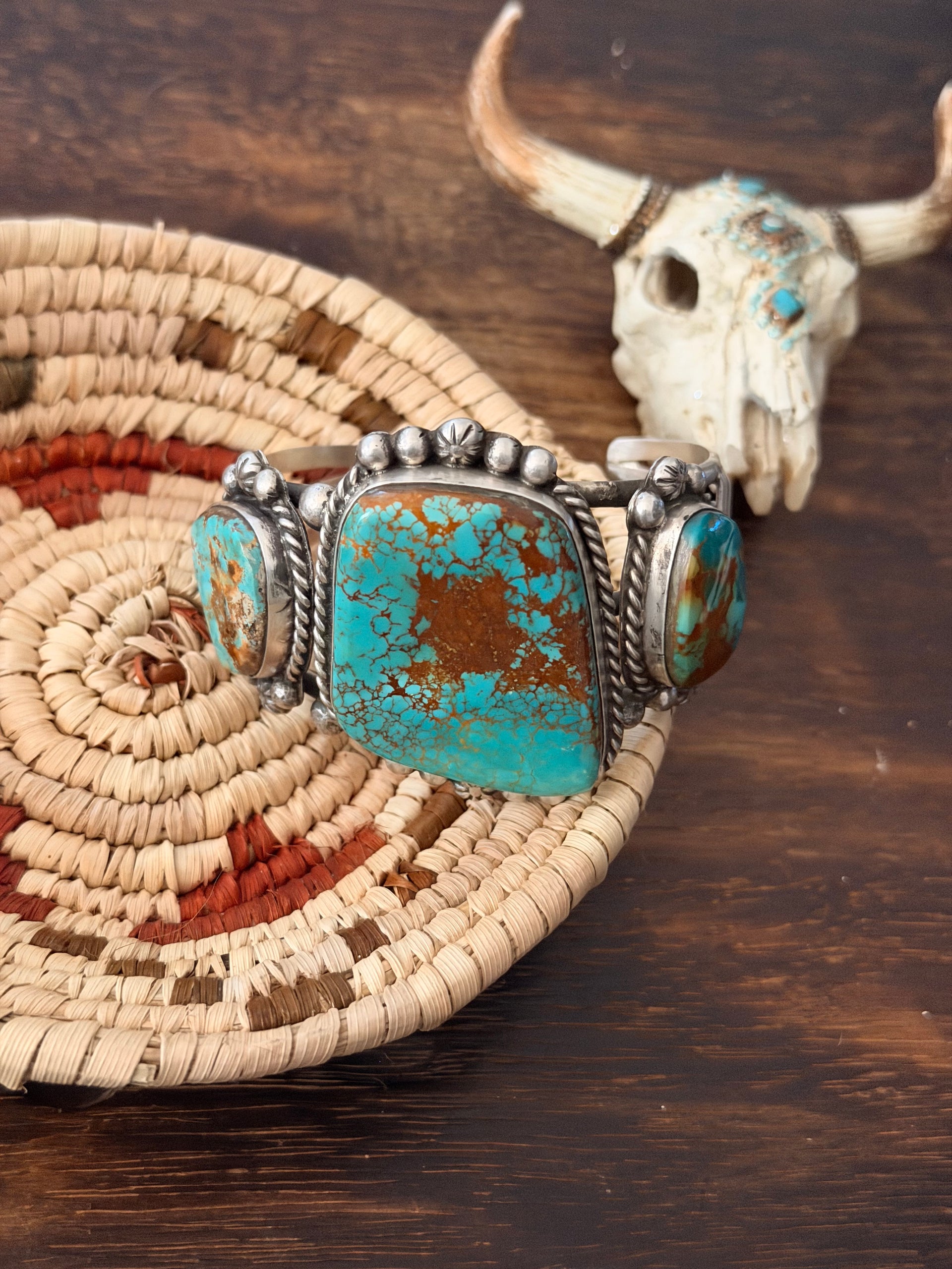 Augustine Largo Natural Royston Turquoise & Sterling Silver Cuff Bracelet