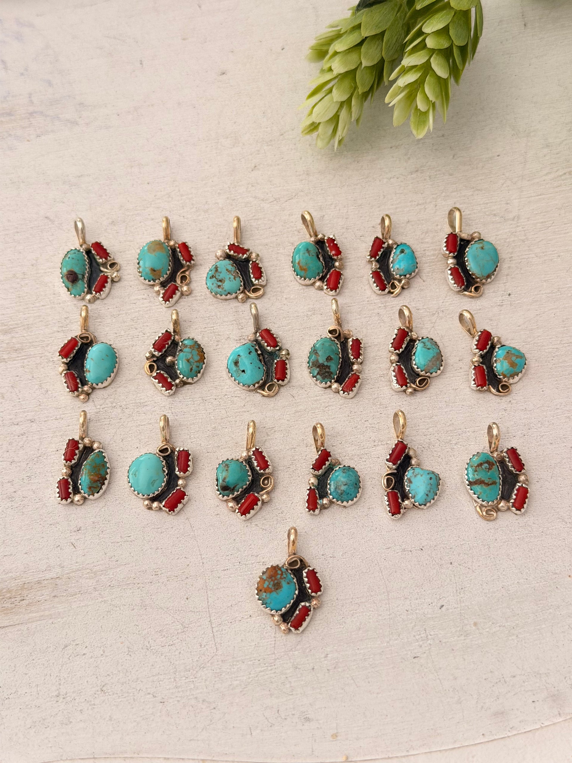 Navajo Made Multi Stone & Sterling Silver Pendant