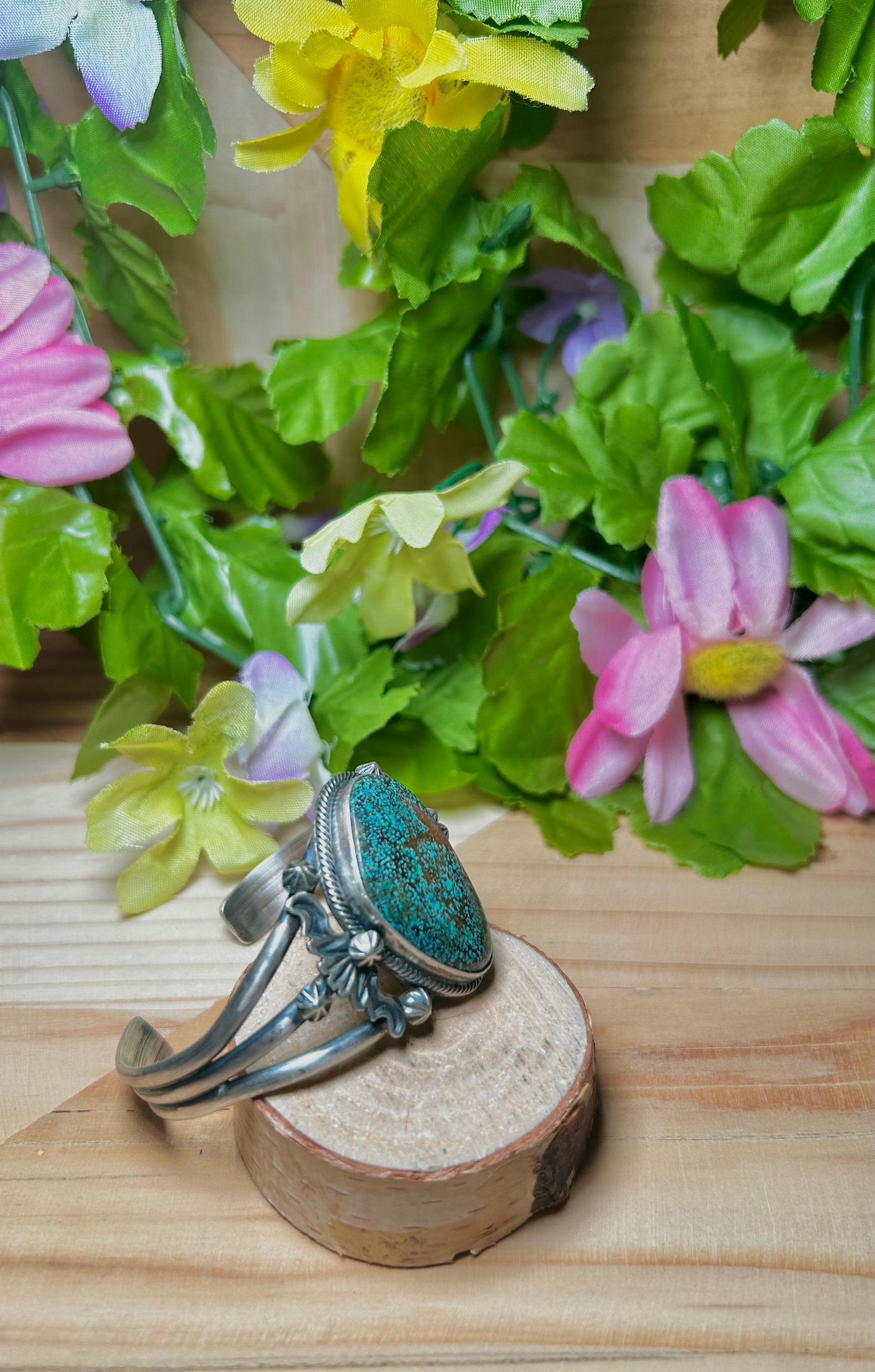 Navajo Made Turquoise Mountain & Sterling Silver Cuff Bracelet