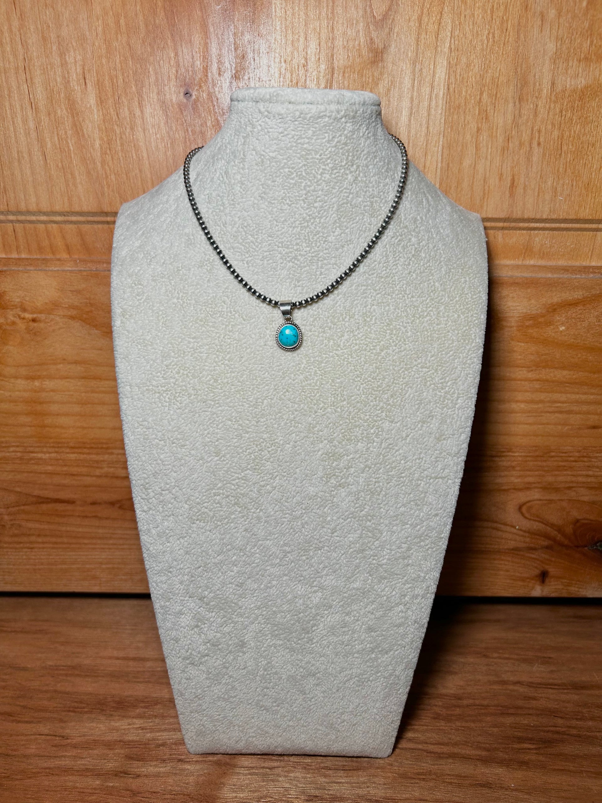 Navajo Made Kingman Turquoise & Sterling Silver Pendant