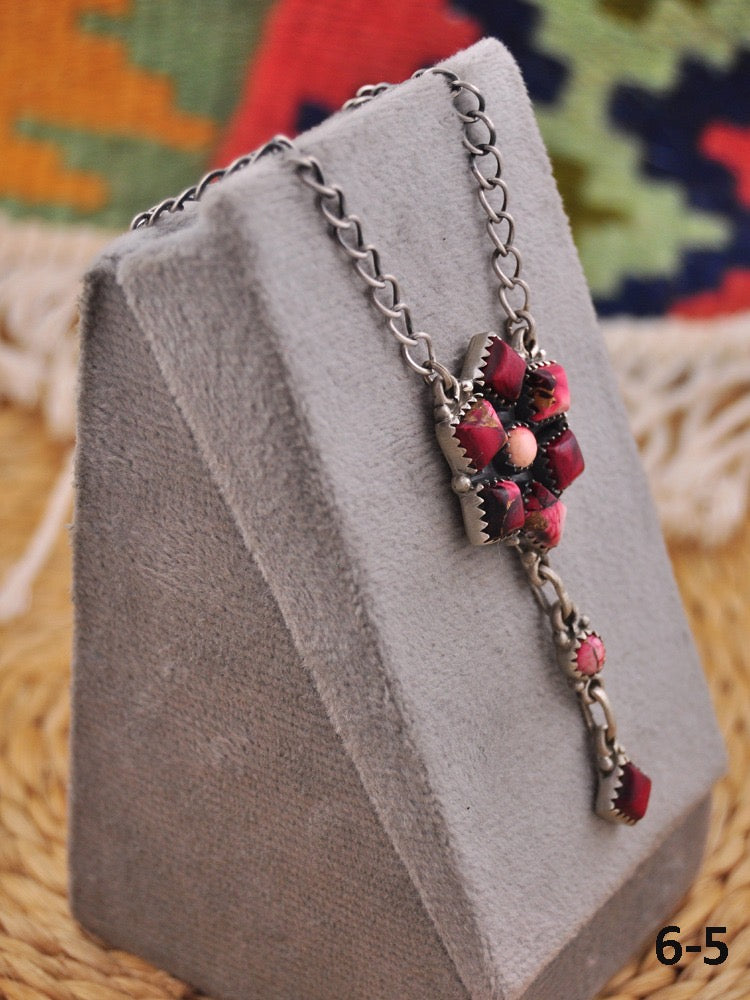 Southwest Made Rose Dahlia & Sterling Silver Necklace