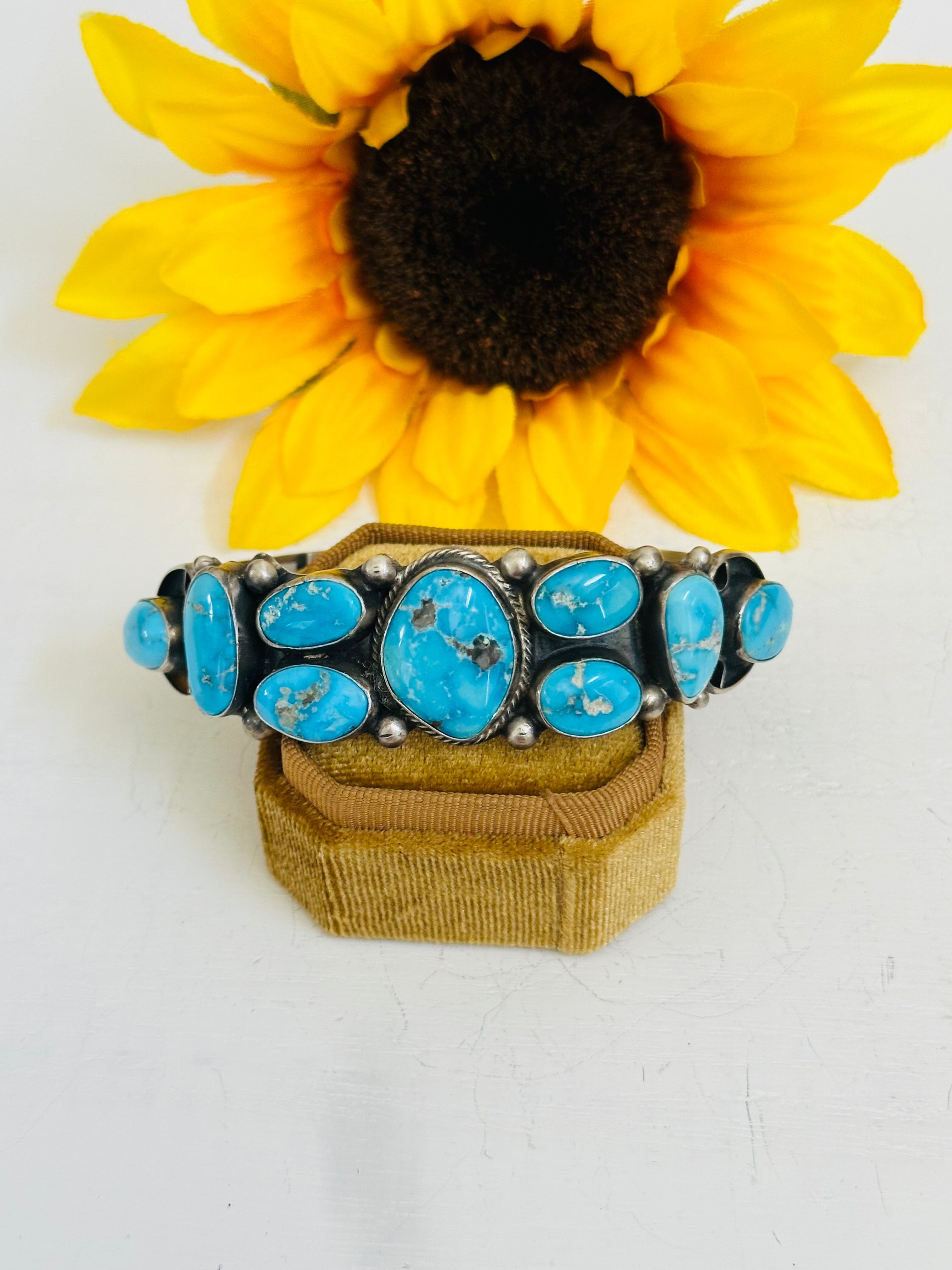 Navajo Natural Valley Blue Turquoise & Sterling Silver Cuff Bracelet