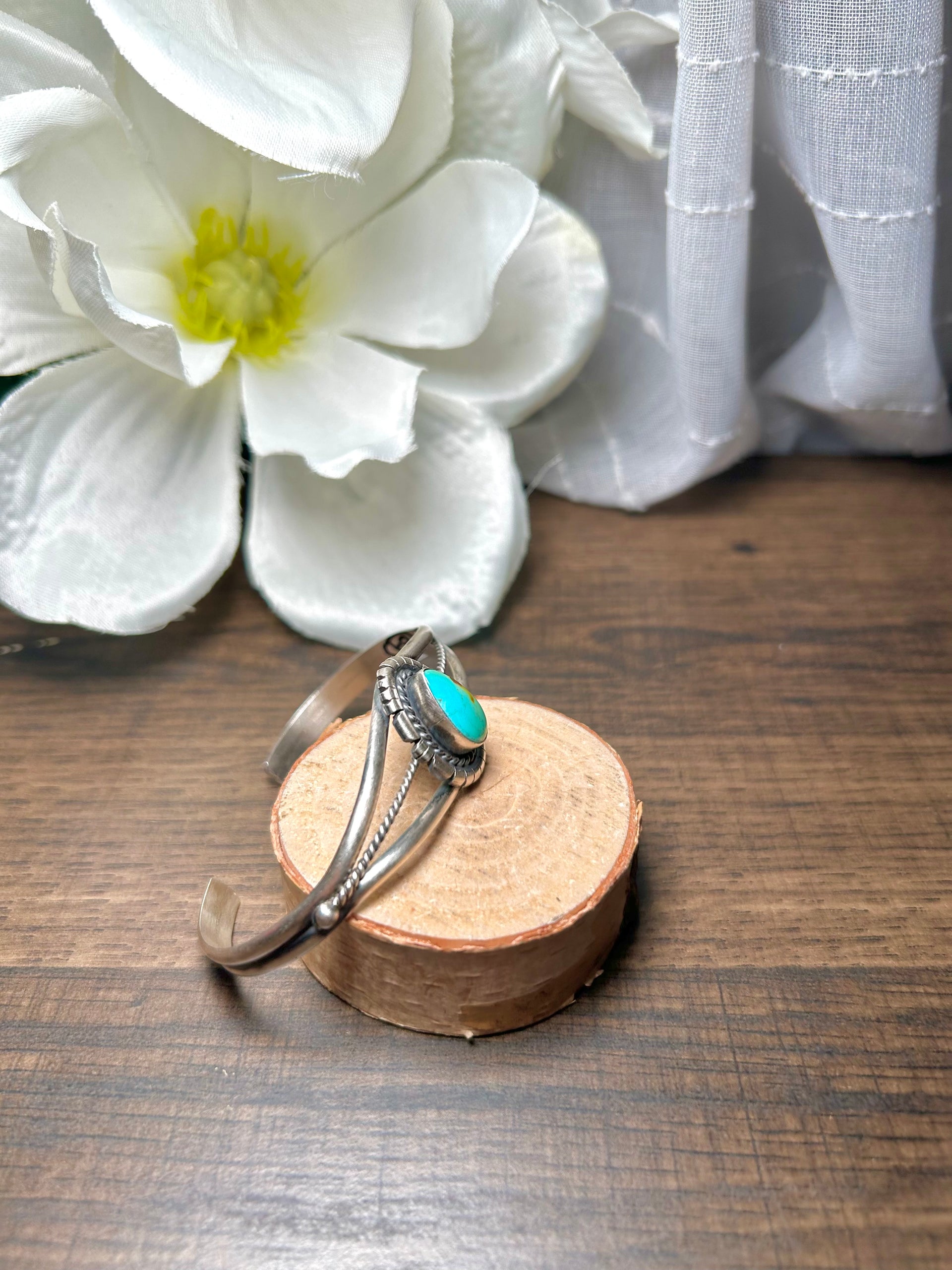 Navajo Made Kingman Turquoise & Sterling Silver Cuff Bracelet