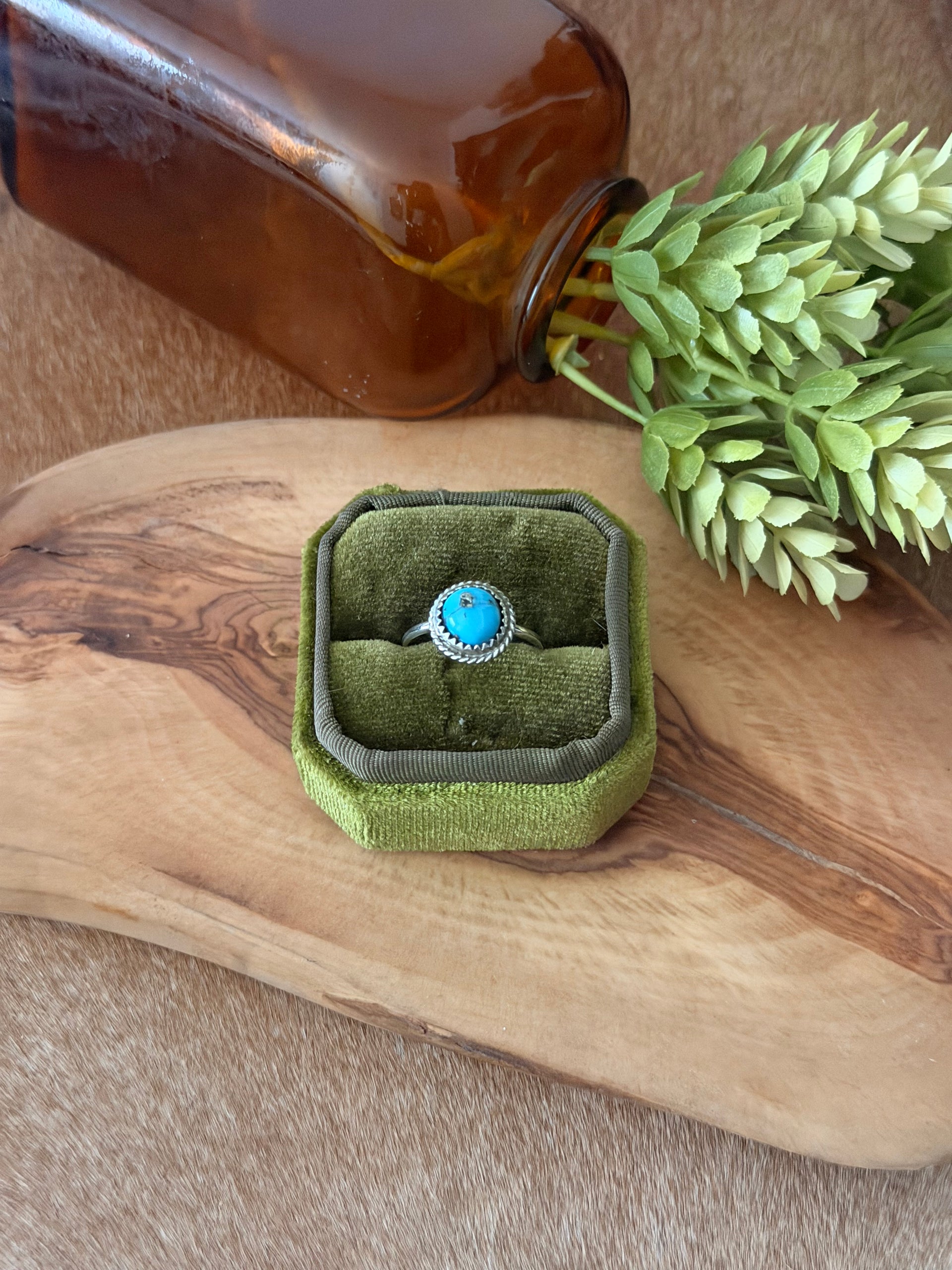 Esther White Kingman Turquoise & Sterling Silver Ring