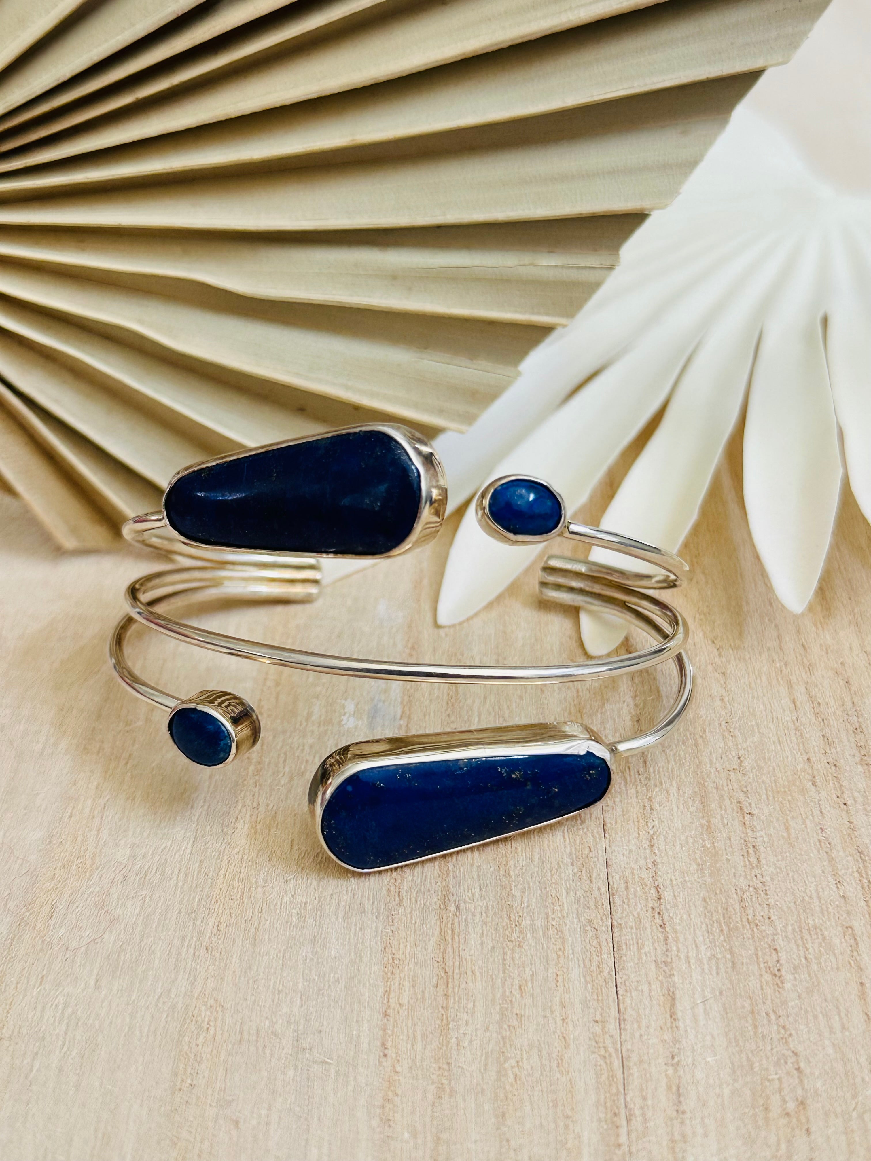 Navajo Made Lapis & Sterling Silver Cuff Bracelet