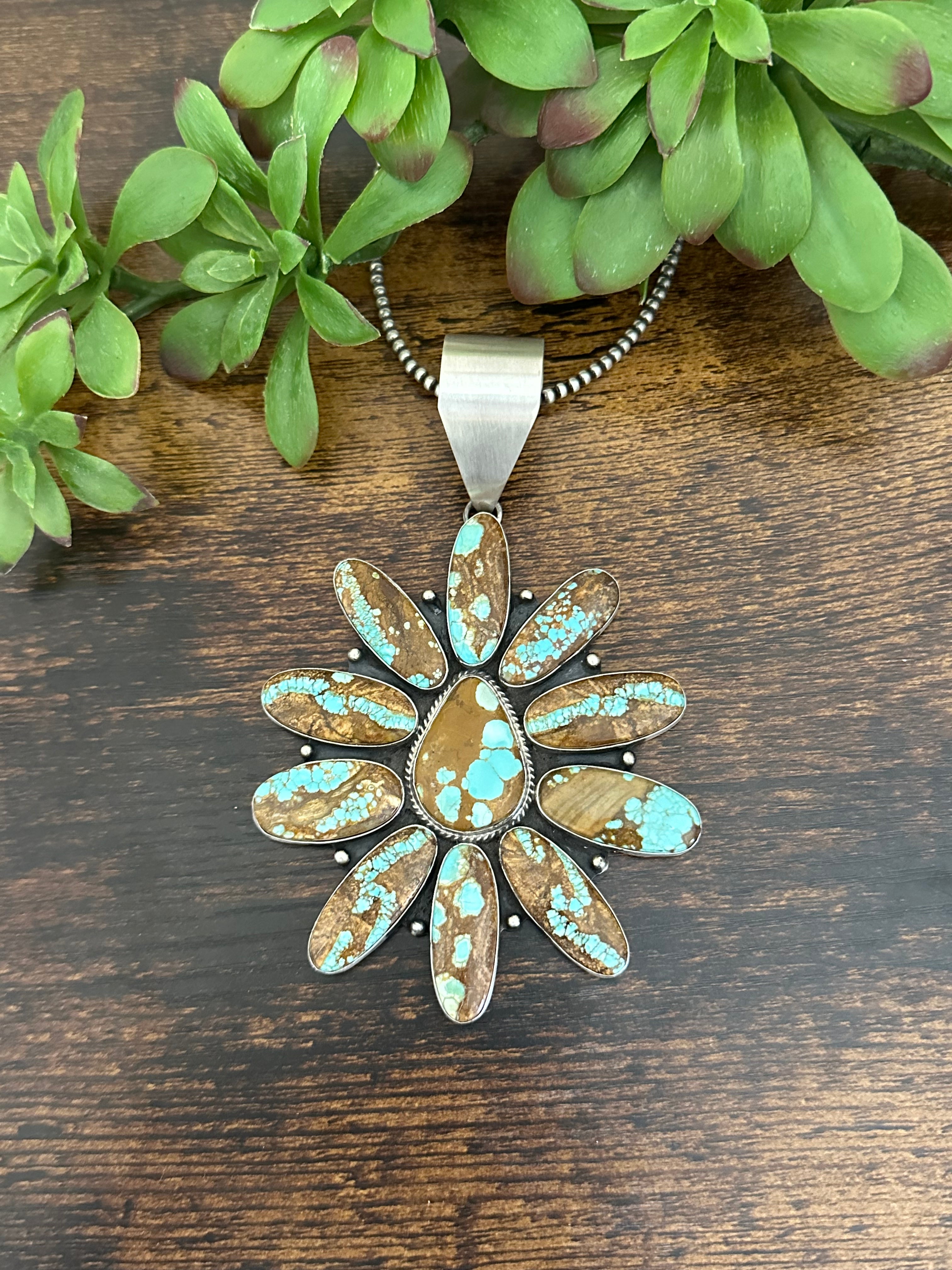 Patrick Yazzie #8 Turquoise & Sterling Silver Cluster Pendant