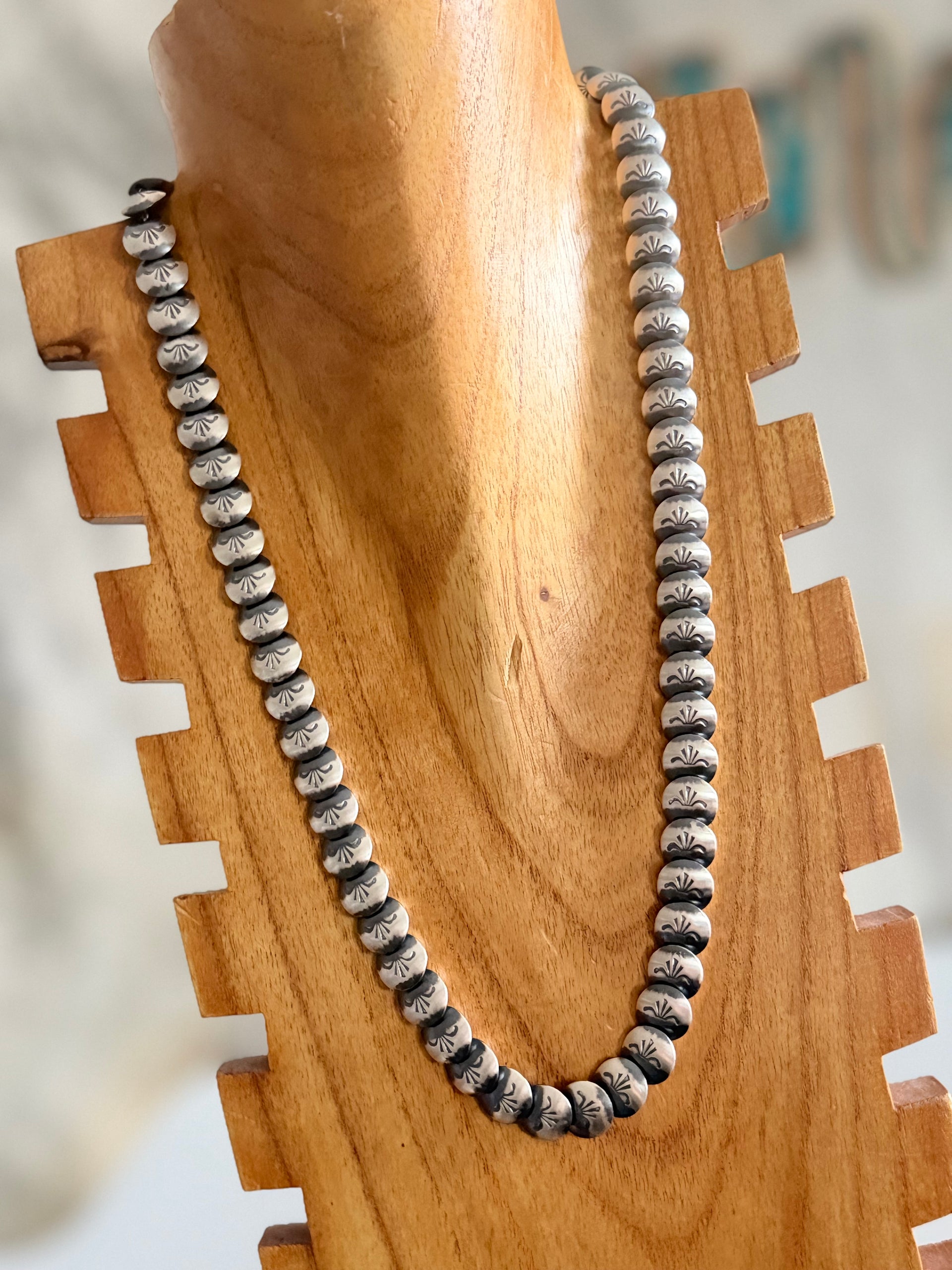 Navajo Handmade Sterling Silver Pearl Necklace