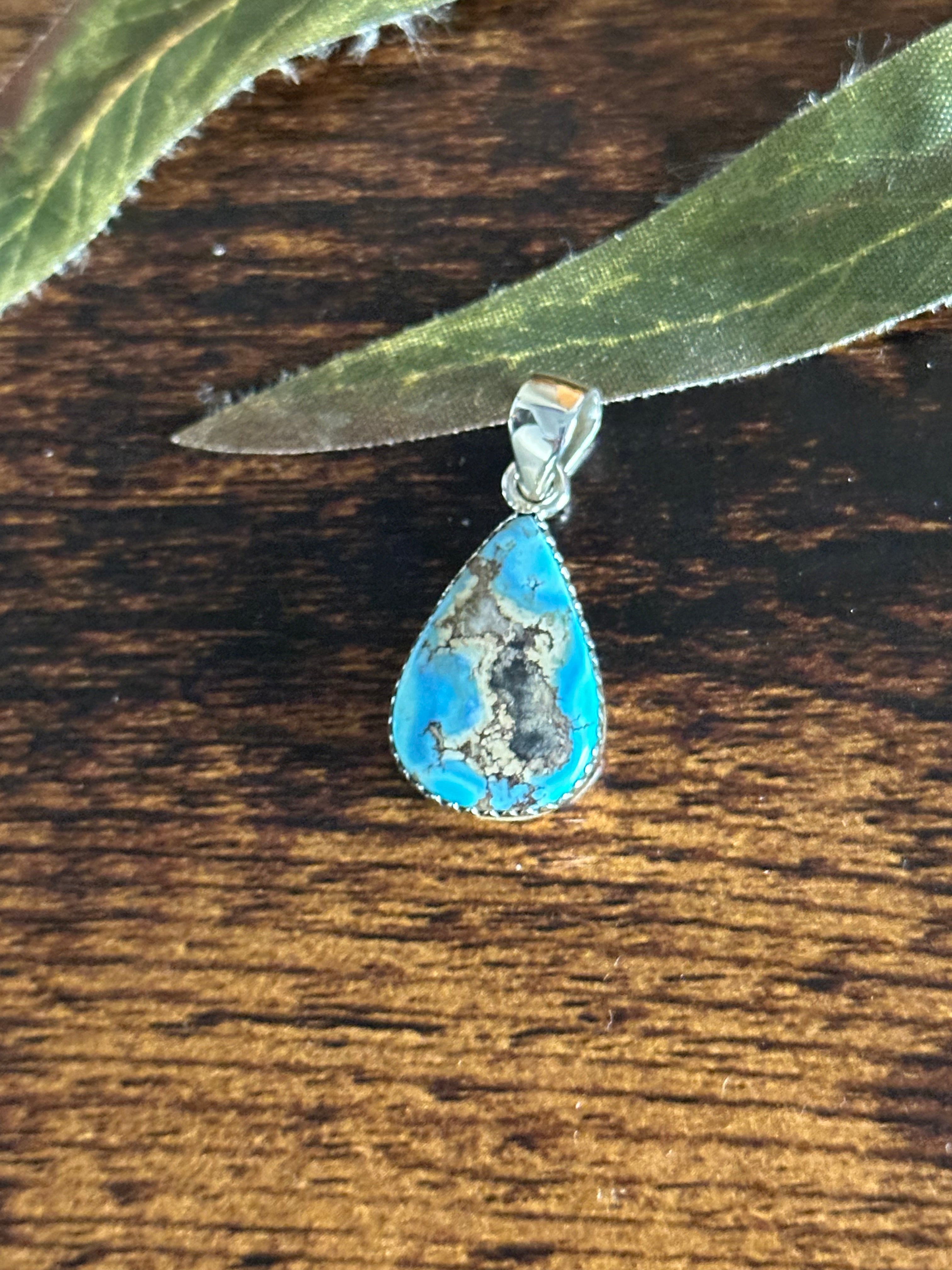 Southwest Handmade Golden Hills Turquoise & Sterling Silver Pendant