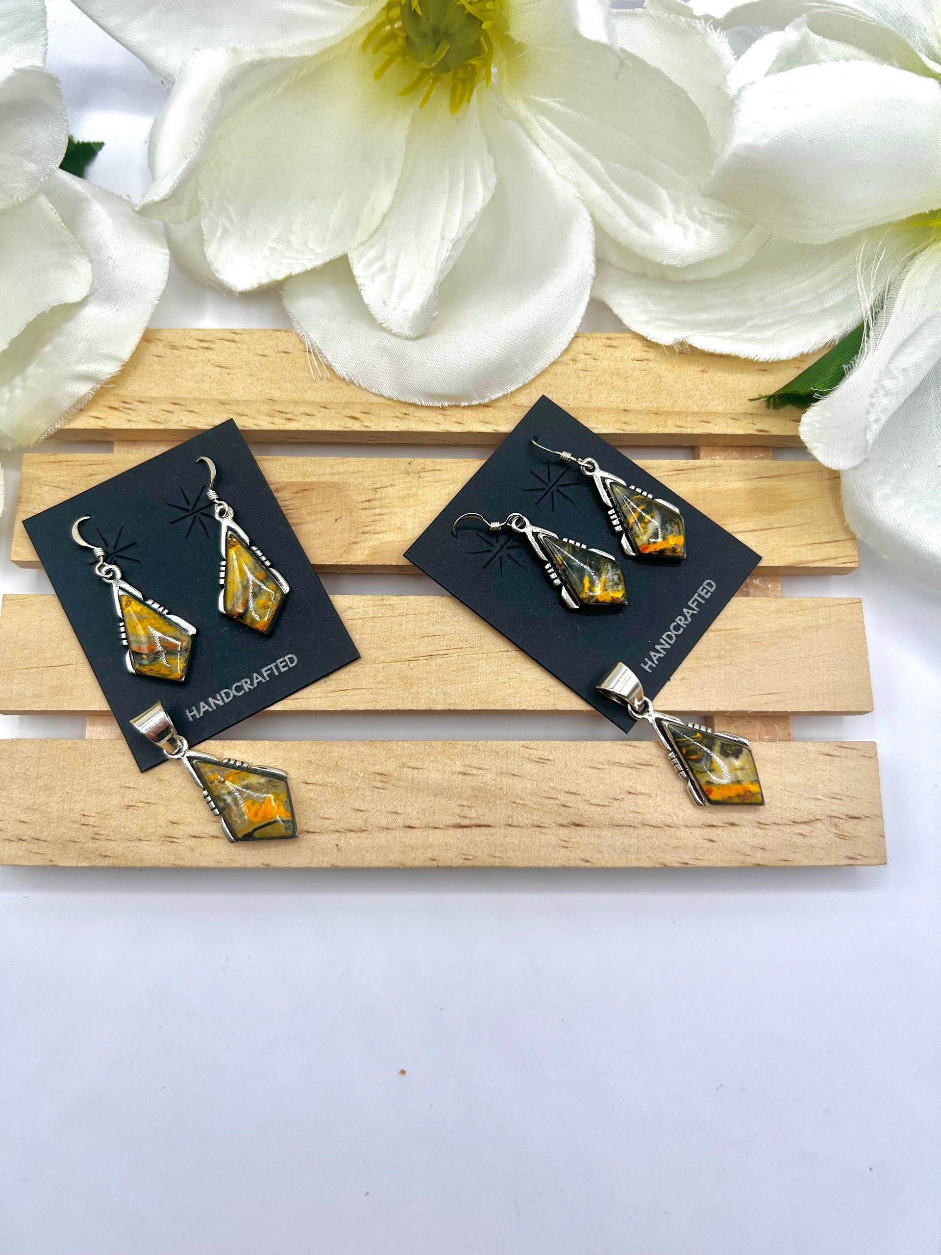 Navajo Made BB Agate  & Sterling Silver Pendant/Earring Set