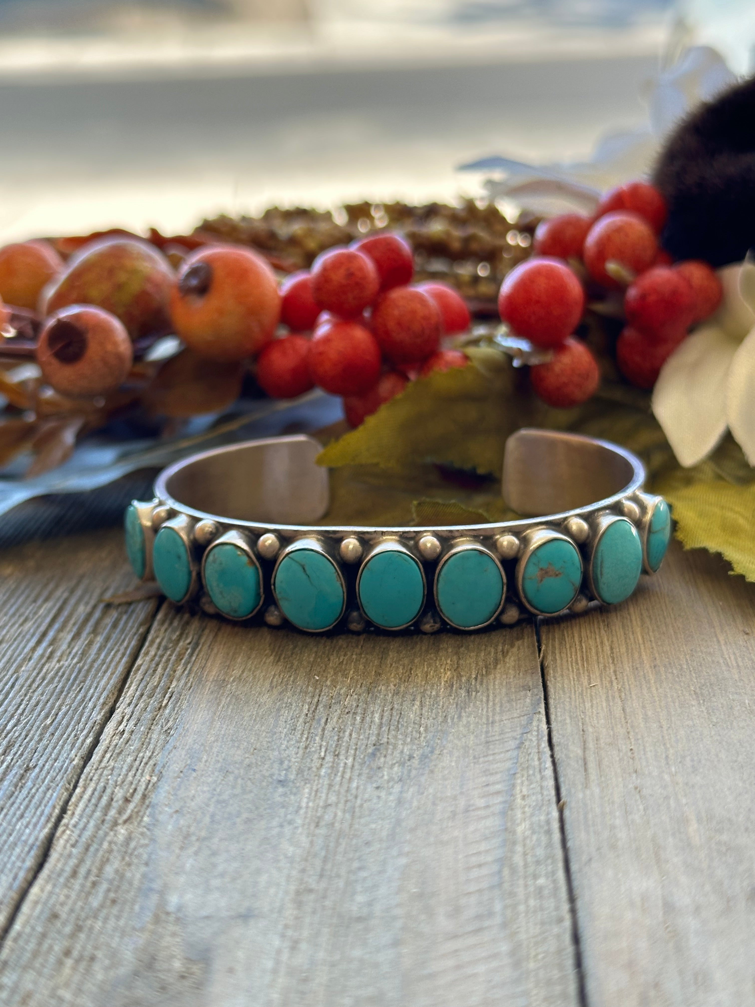 Bobby Johnson Blue Ridge Turquoise & Sterling Silver Cuff Bracelet