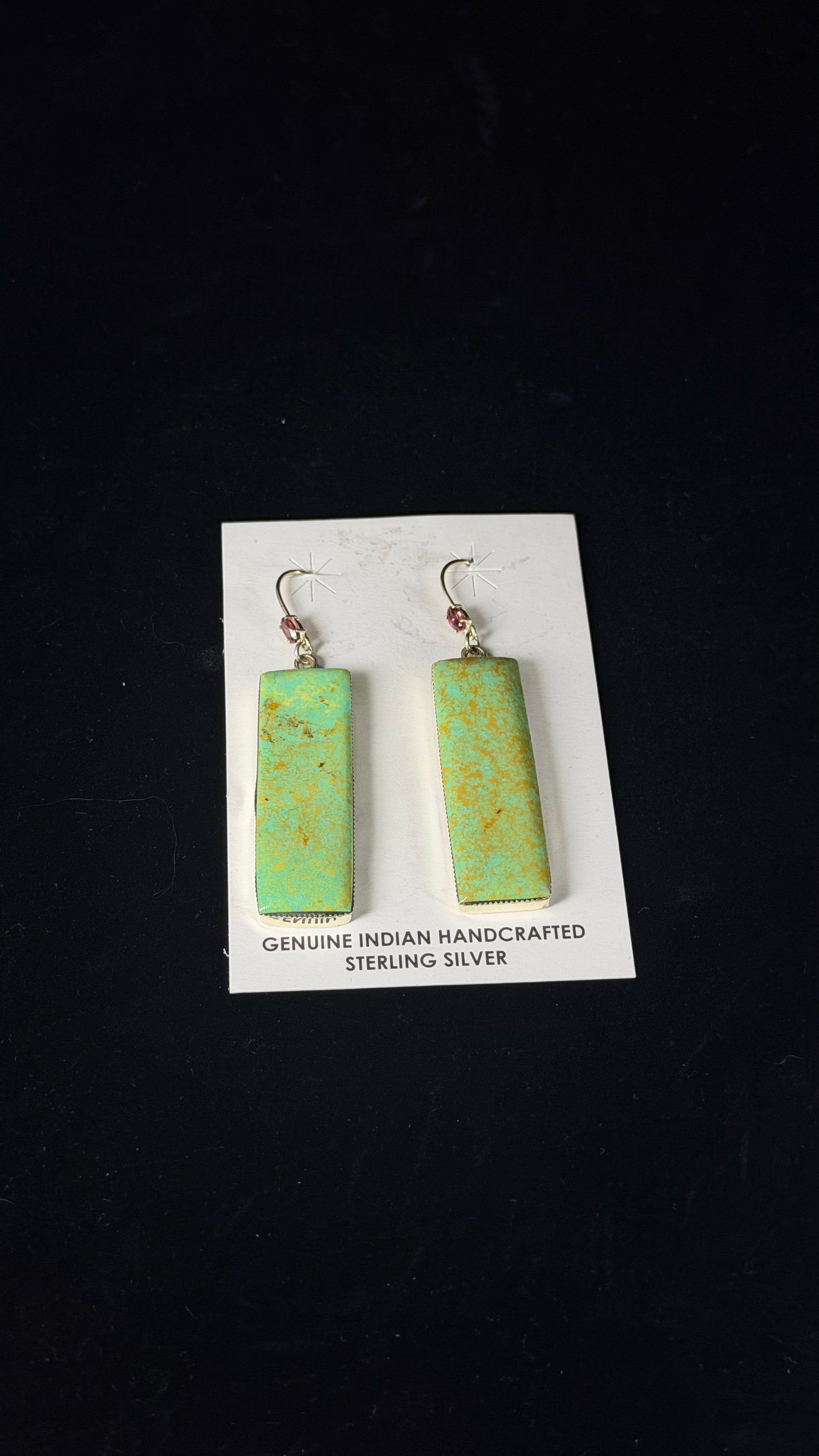 Navajo Made Multi Stone & Sterling Silver Dangle Earrings
