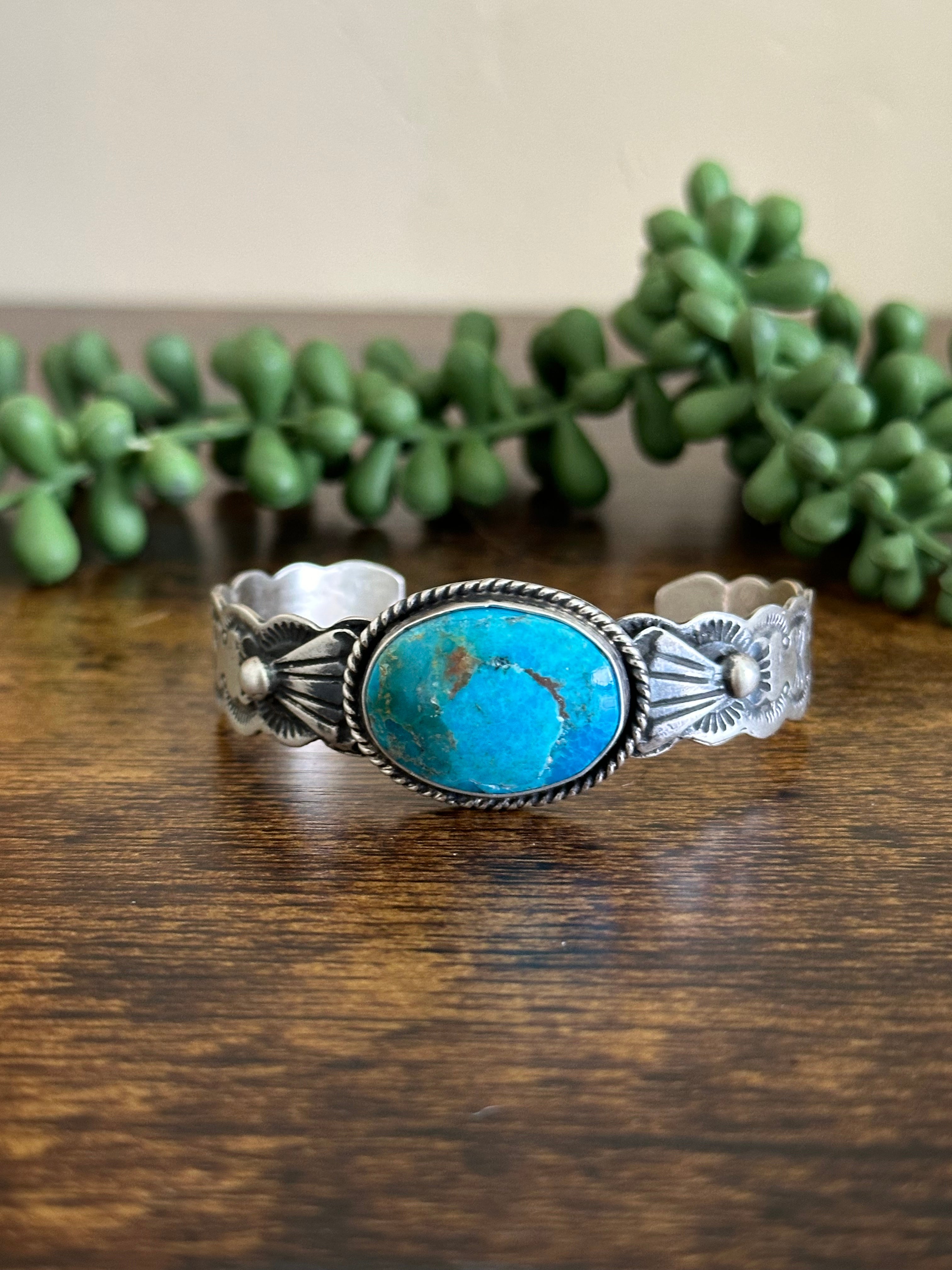 Lorenzo James Kingman Turquoise & Sterling Silver Cuff Bracelet