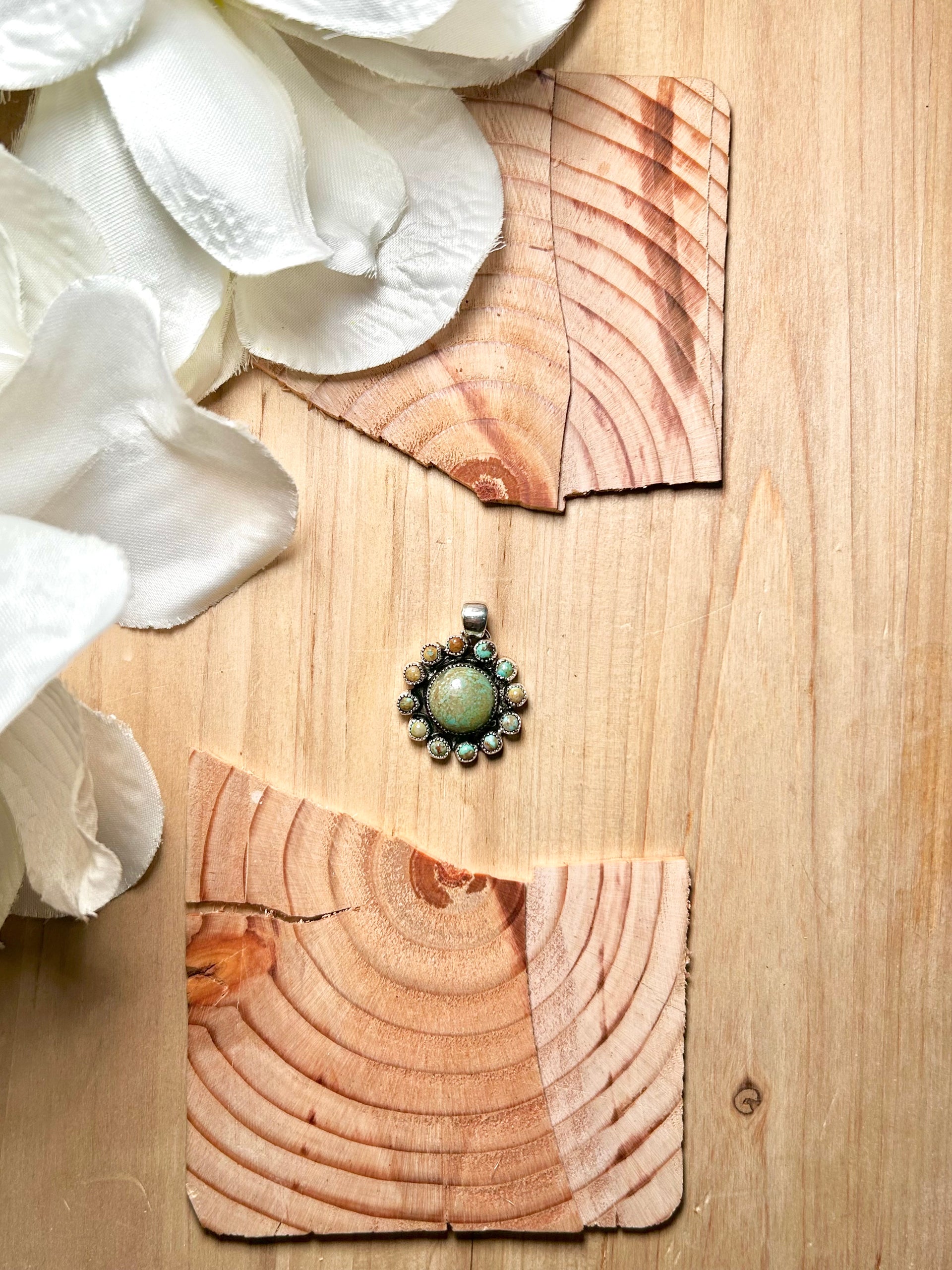 Navajo Made Kingman Turquoise & Sterling Silver Pendant