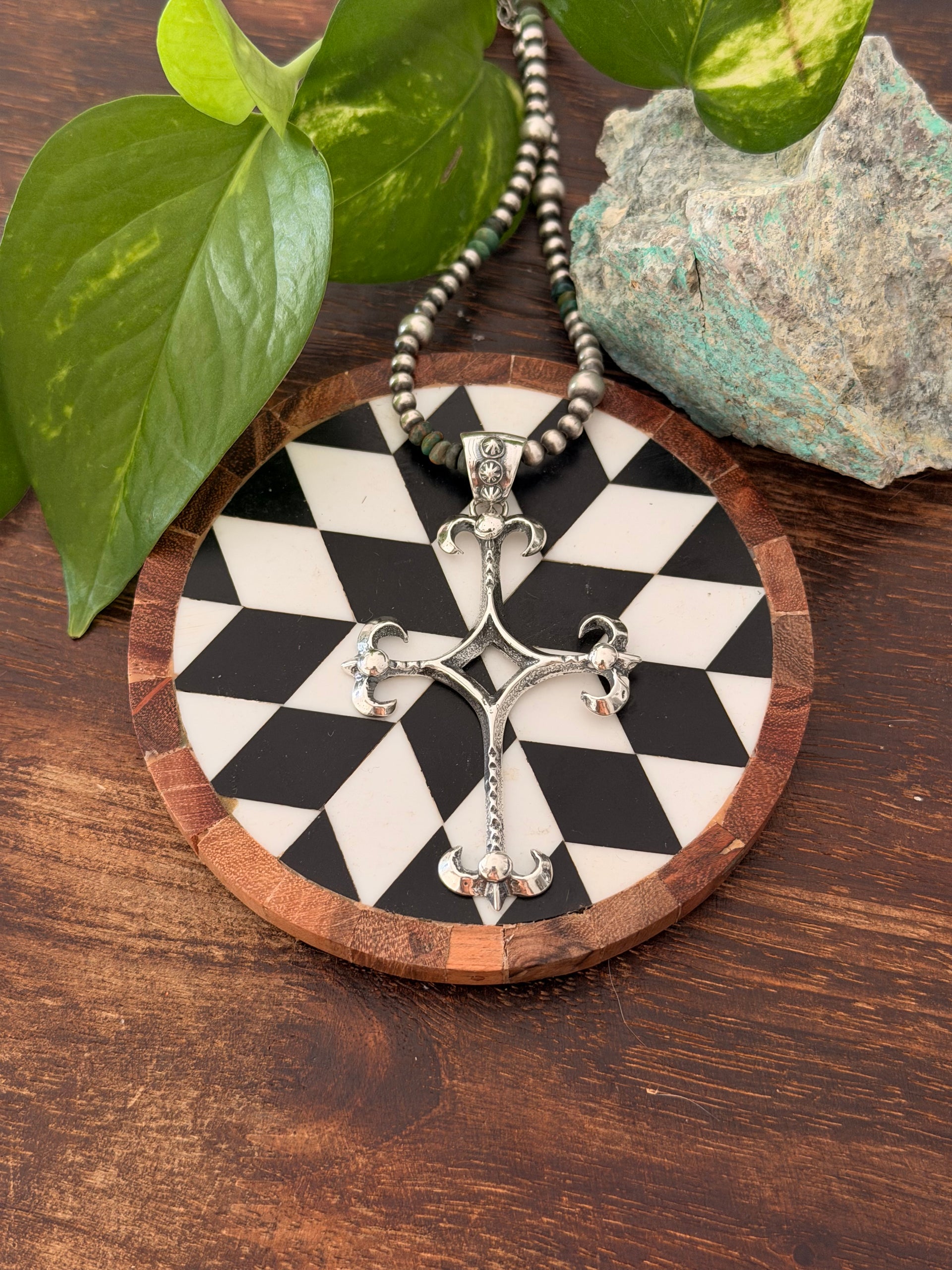 Navajo Made Sterling Silver Cross Pendant