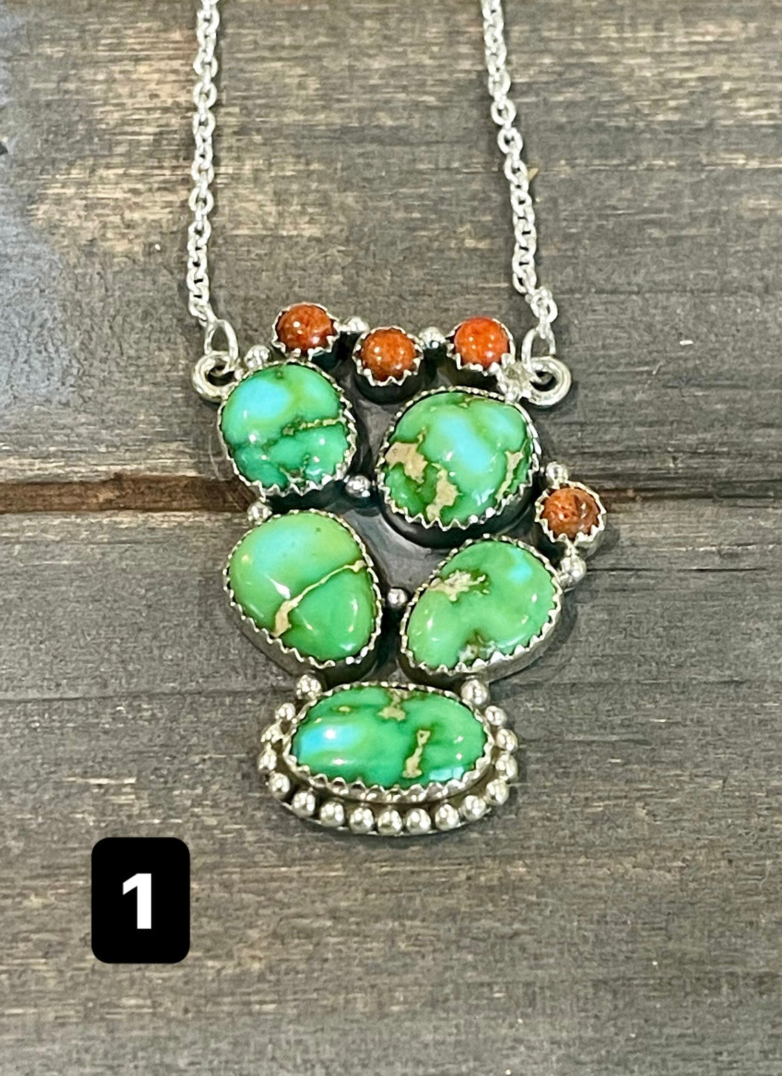 Southwest Handmade Sonoran Mountain Turquoise & Sterling Silver Cluster Necklace