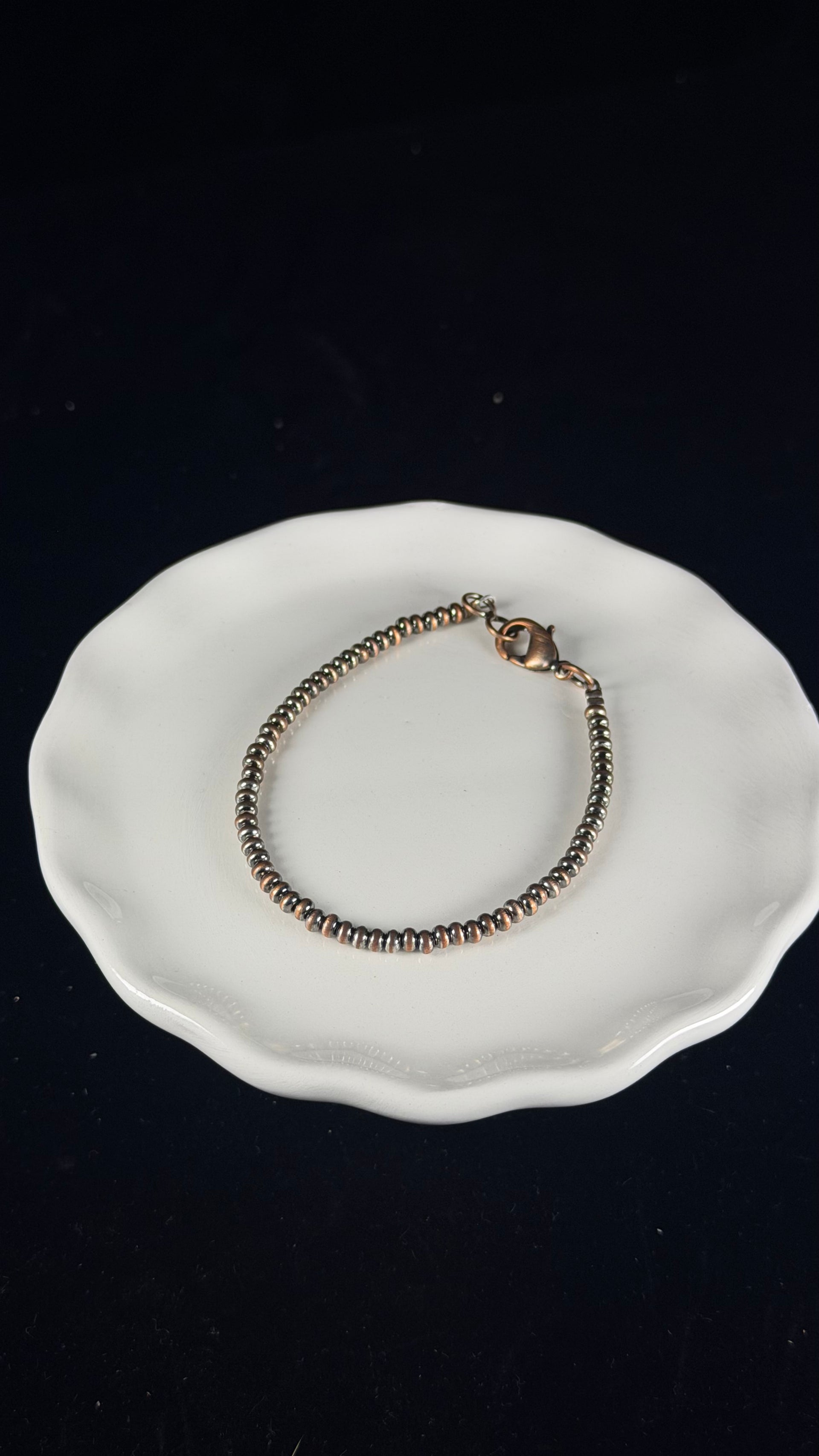 Navajo Strung 4 MM Machine Made Copper Beaded Bracelet