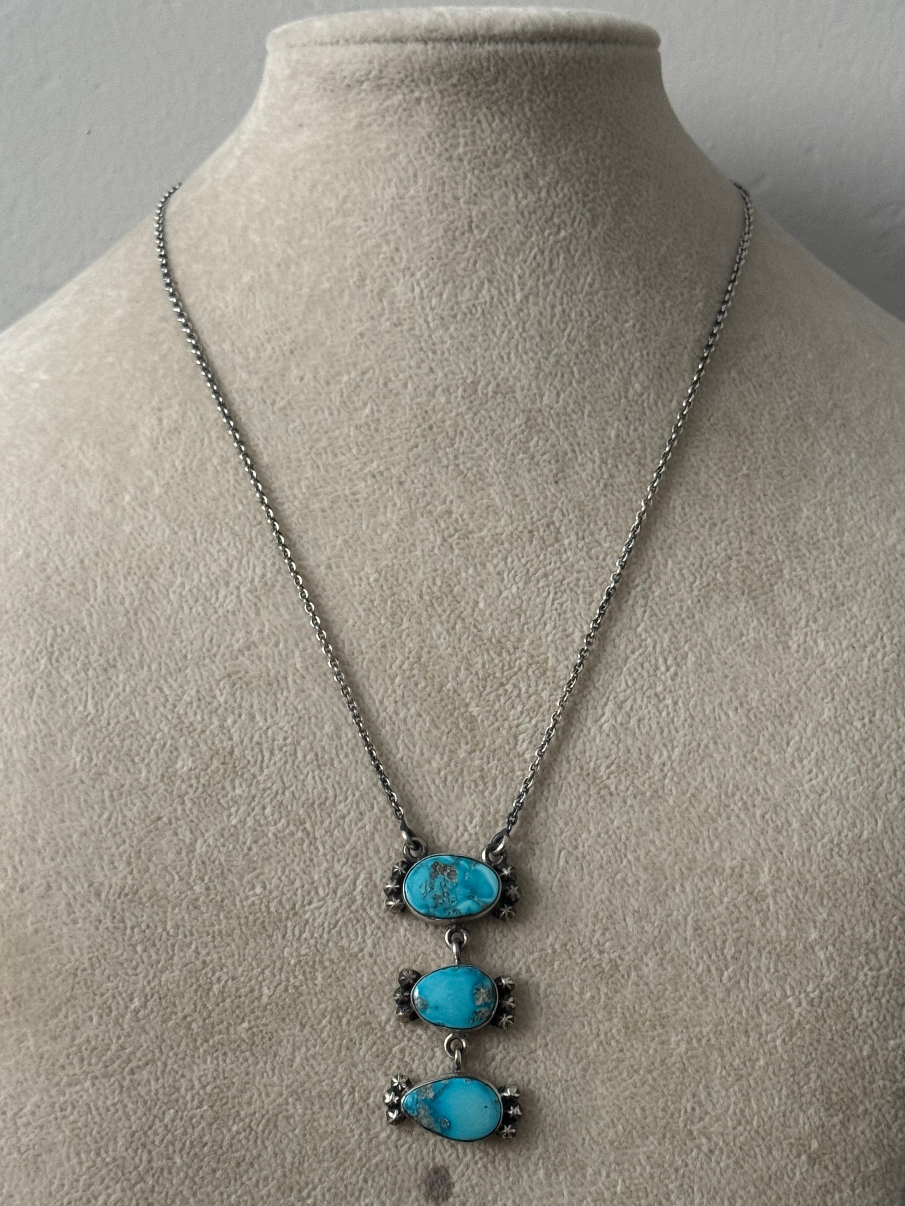 Southwest Valley Blue Turquoise & Sterling Silver Necklace